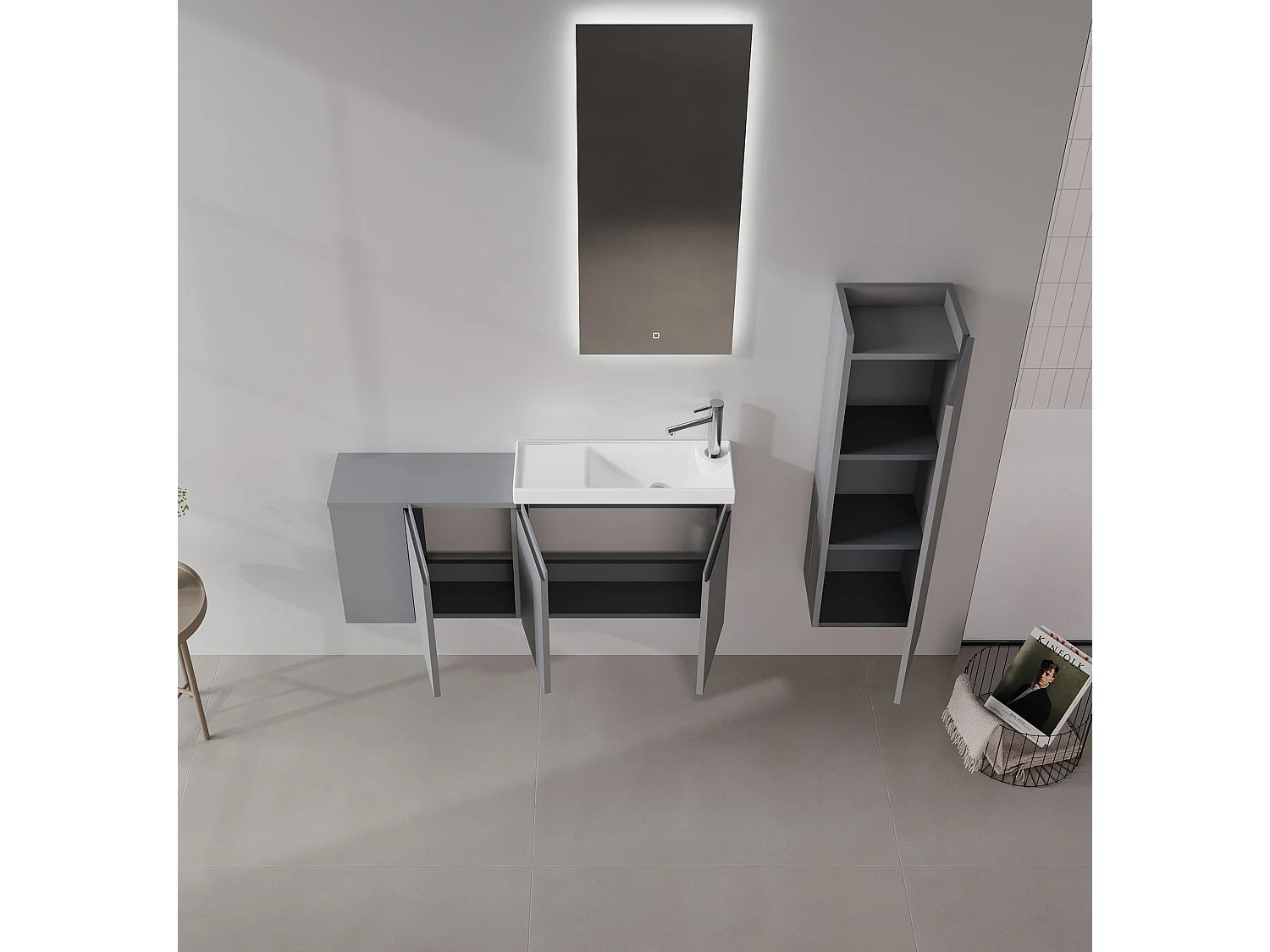 Meuble Vasque "Ferla 110" - 110 x 22 x 45 cm - Matte Grey