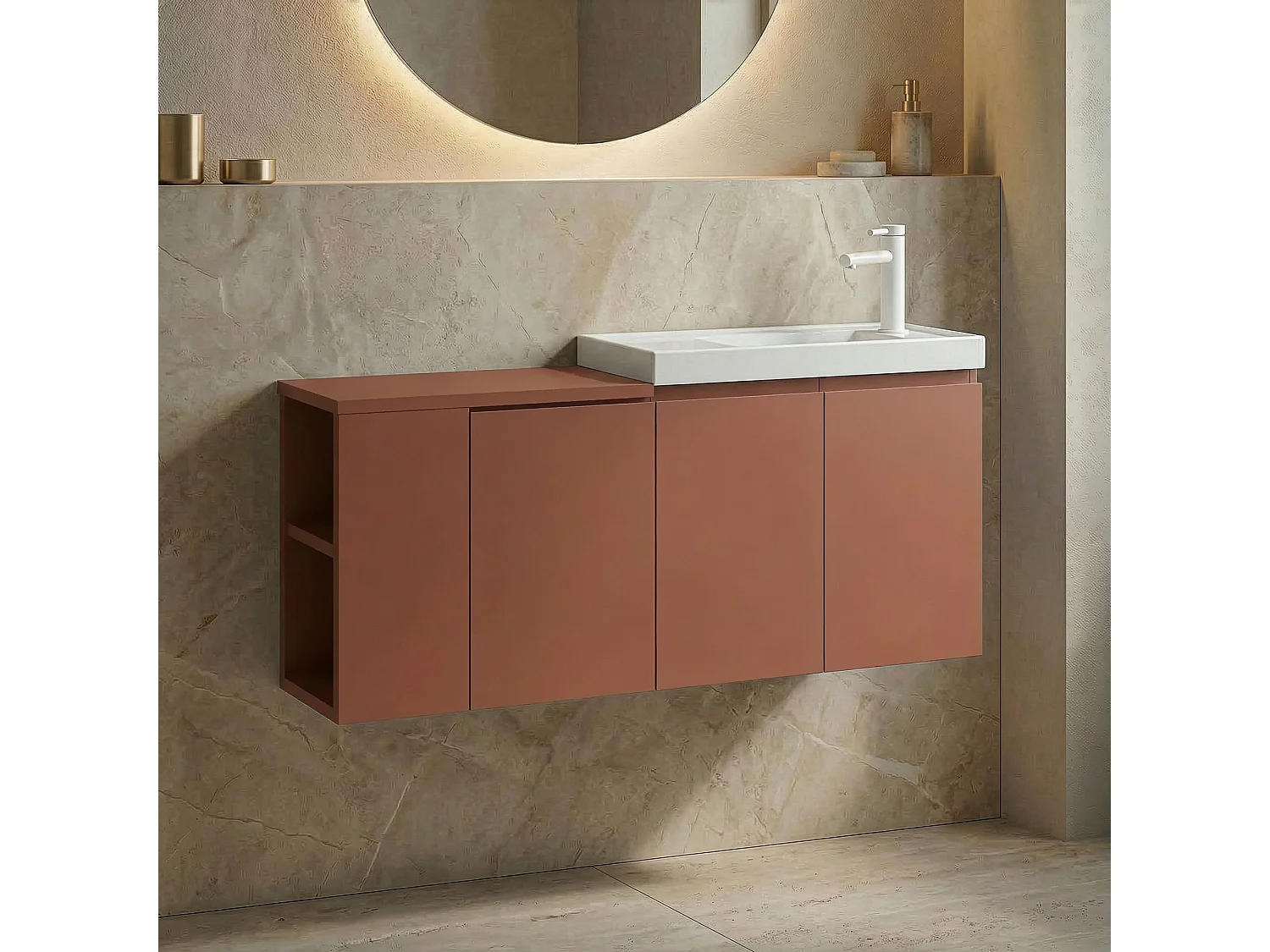Meuble Vasque "Ferla 110" - 110 x 22 x 45 cm - Matte Cinnamon