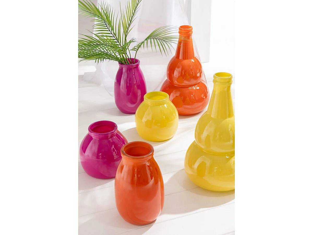 Vase Déco en Verre "Cocoon" 20cm Jaune