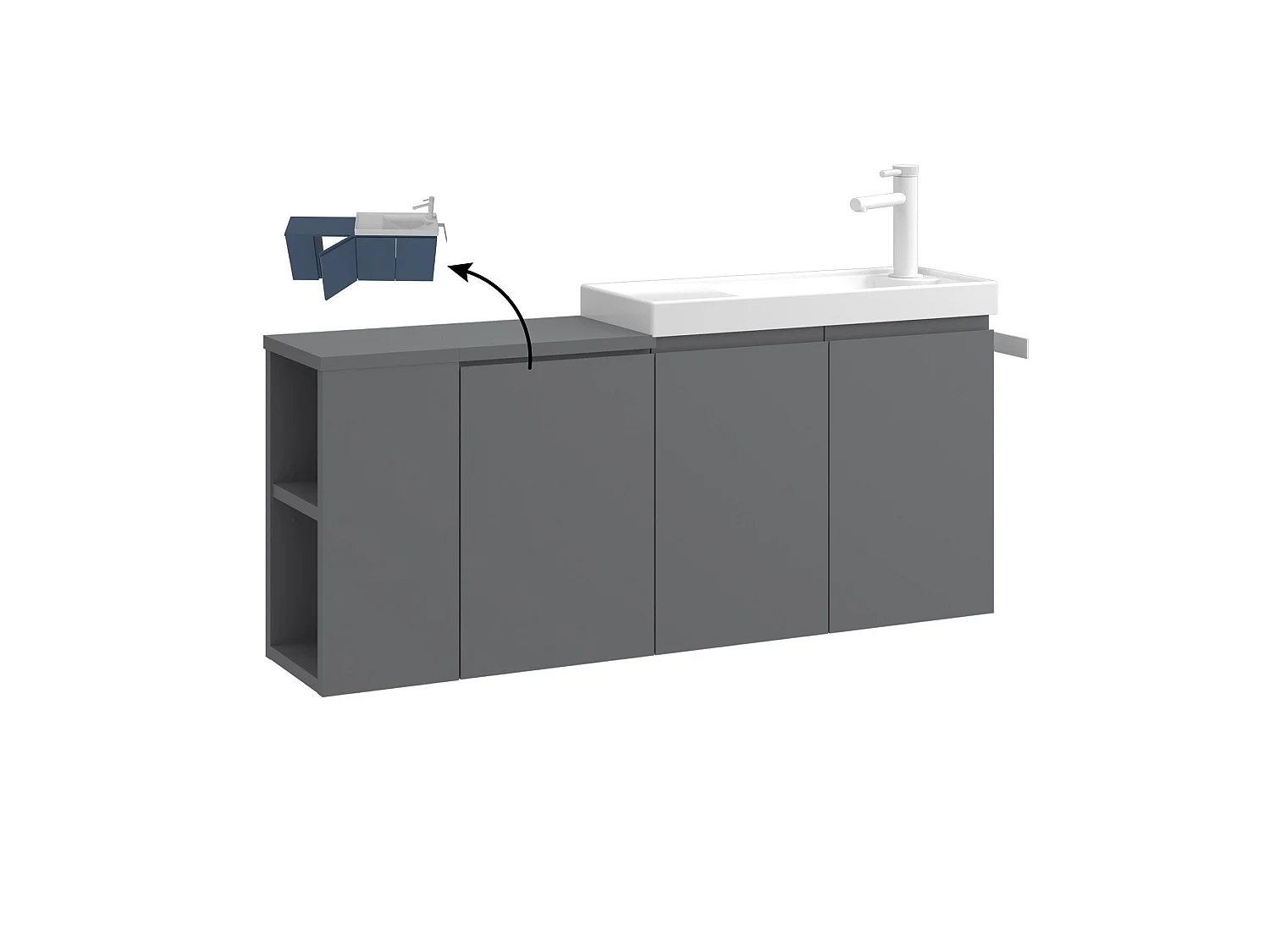 Meuble Vasque "Ferla 110" - 110 x 22 x 45 cm - Matte Grey