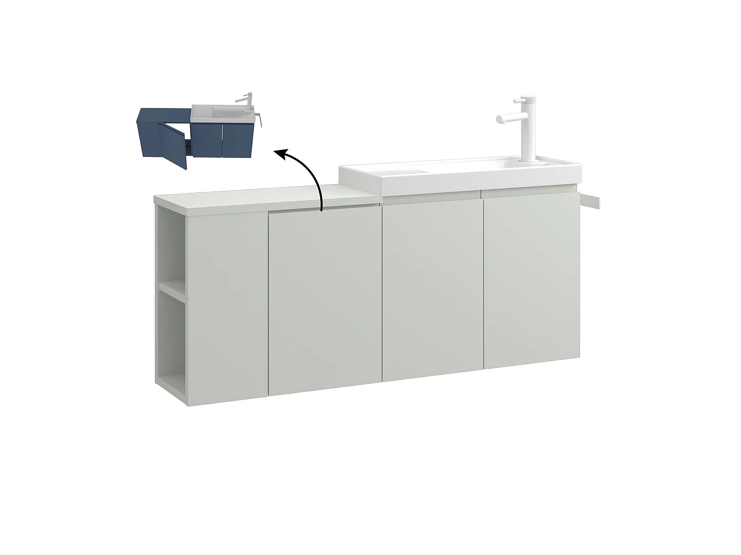 Meuble Vasque "Ferla 110" - 110 x 22 x 45 cm - Matte Cashmere