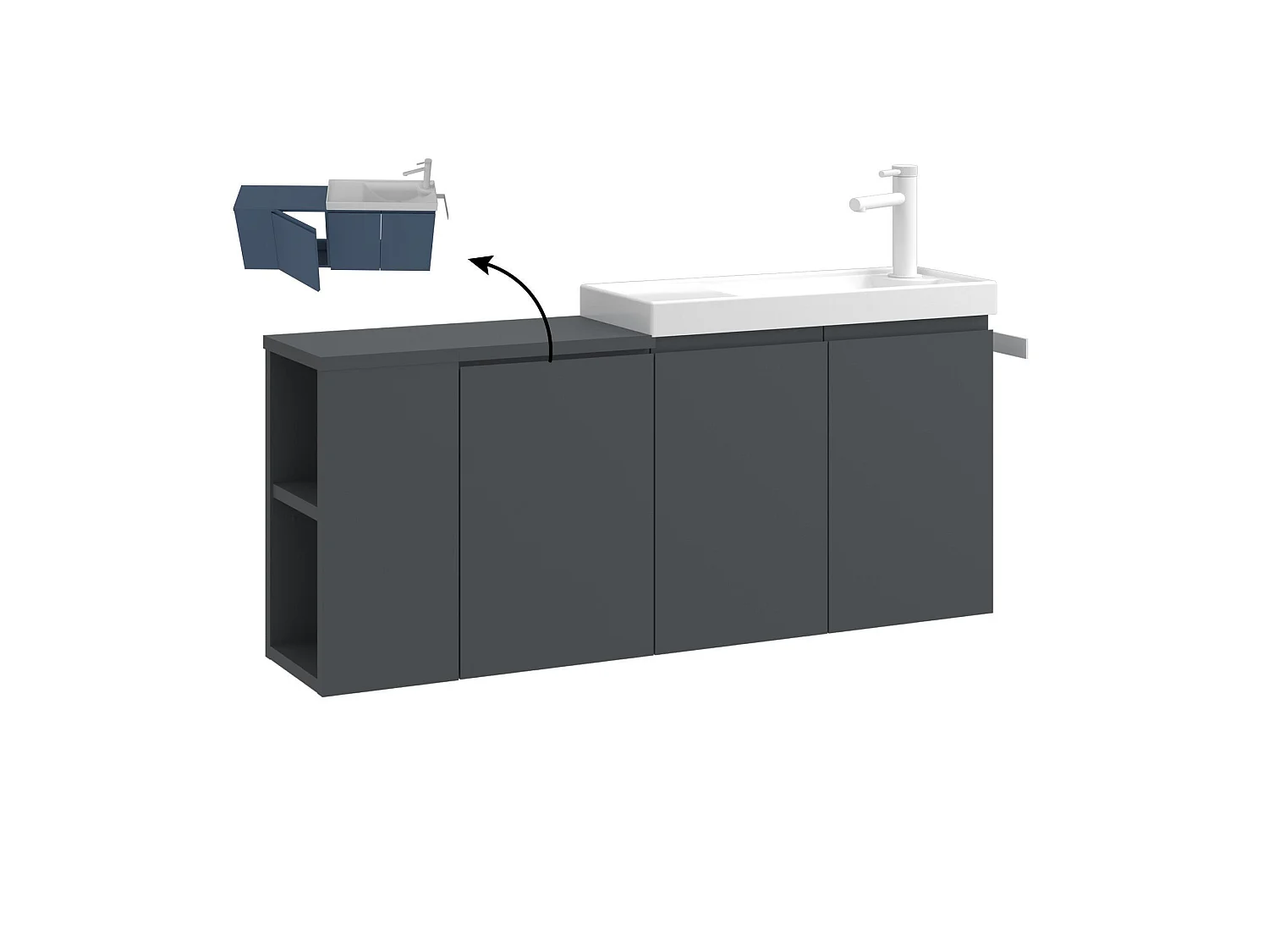 Meuble Vasque "Ferla 110" - 110 x 22 x 45 cm - Matte Anthracite