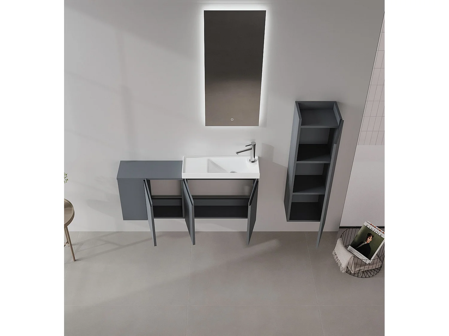 Meuble Vasque "Ferla 110" - 110 x 22 x 45 cm - Matte Anthracite