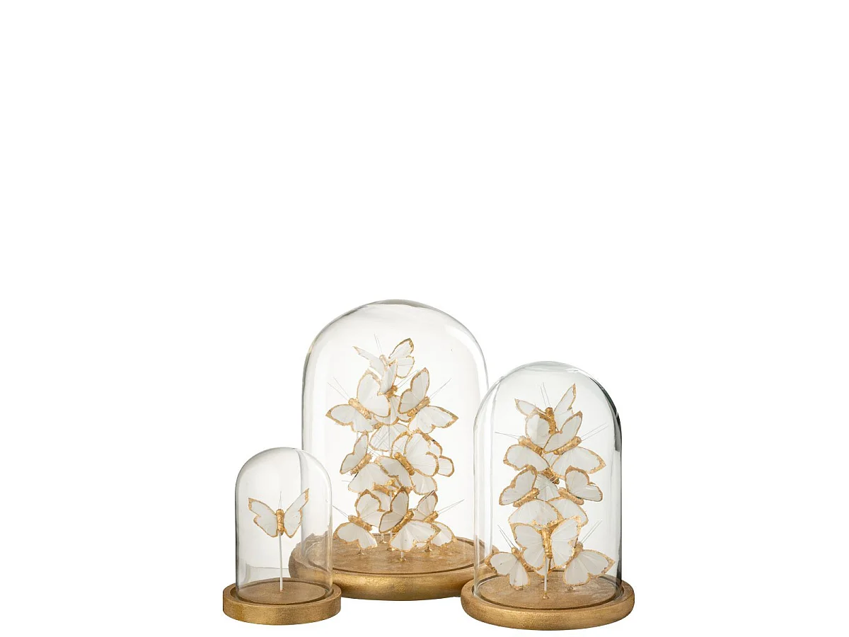 Cloche Déco Papillons en Verre "Nuit" 29cm Blanc
