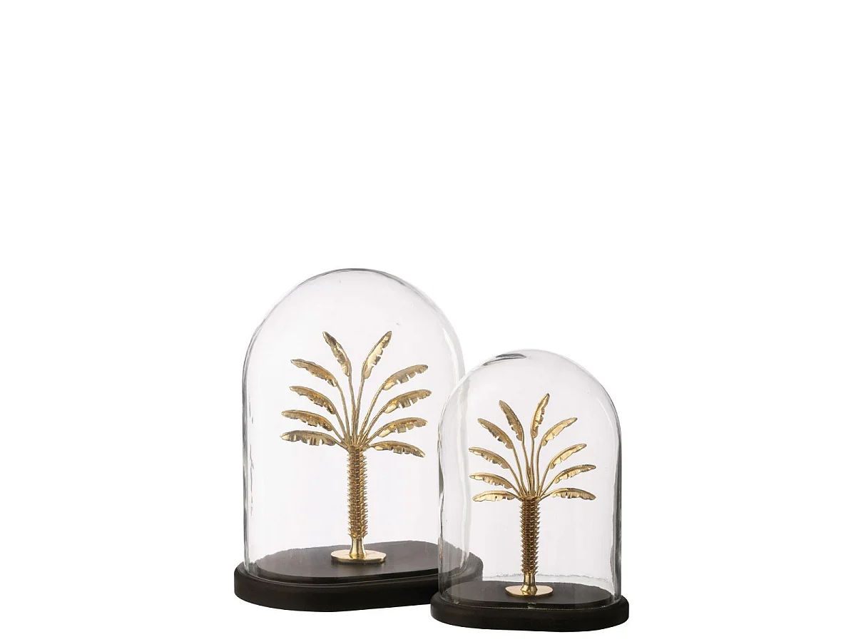 Cloche Déco en Verre "Palmier" 22cm Doré