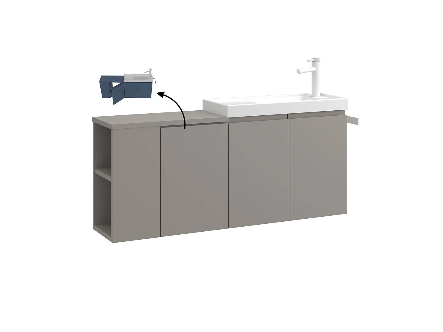 Meuble Vasque "Ferla 110" - 110 x 22 x 45 cm - Matte Mink