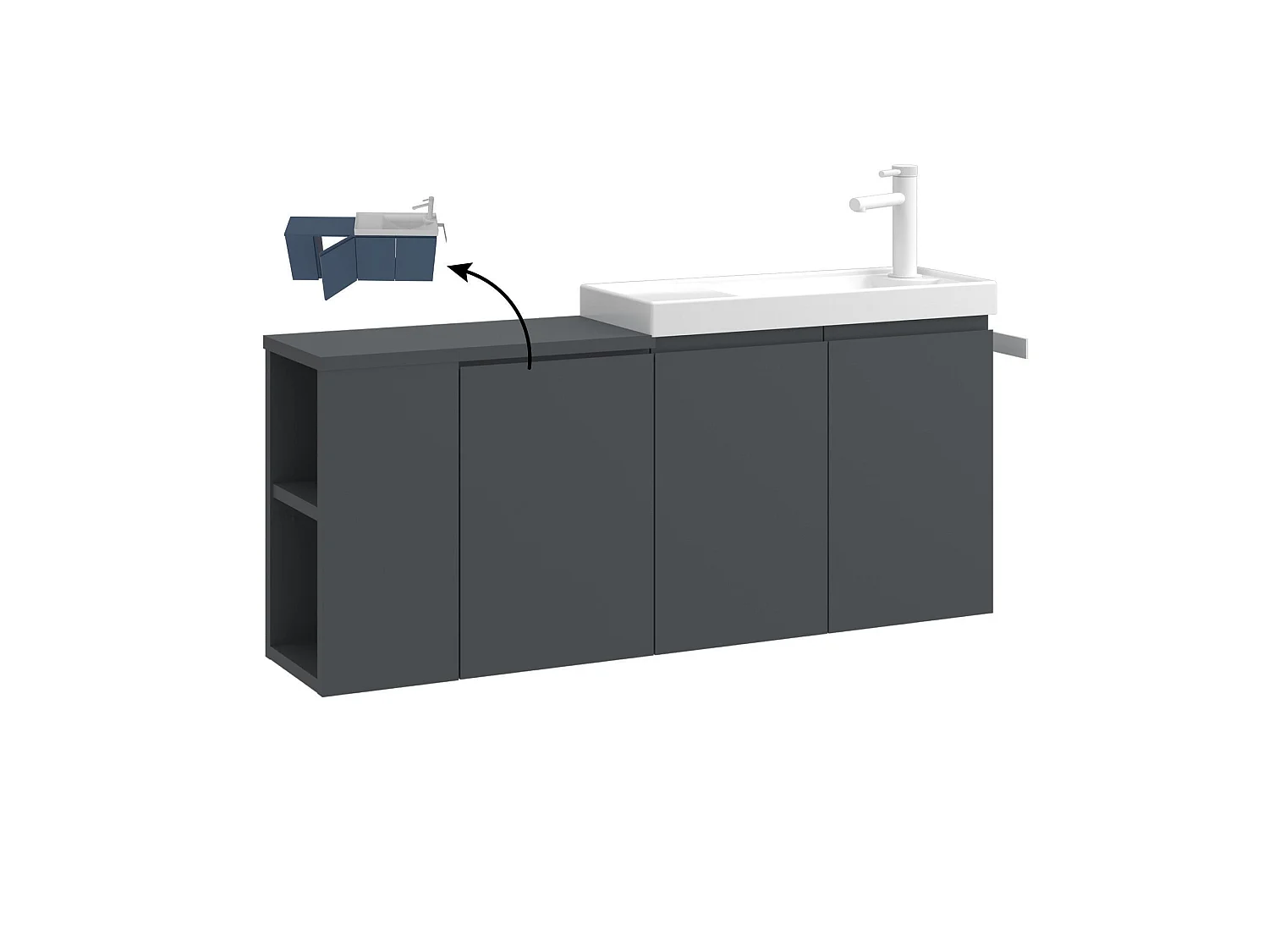 Meuble Vasque "Ferla 110" - 110 x 22 x 45 cm - Matte Anthracite