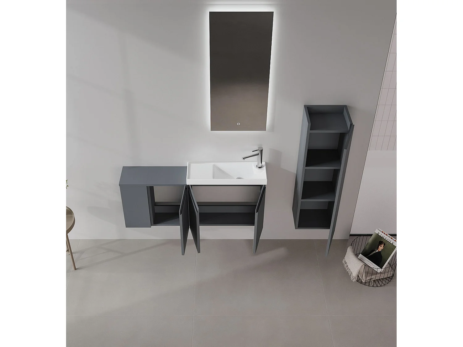 Meuble Vasque "Ferla 110" - 110 x 22 x 45 cm - Matte Anthracite