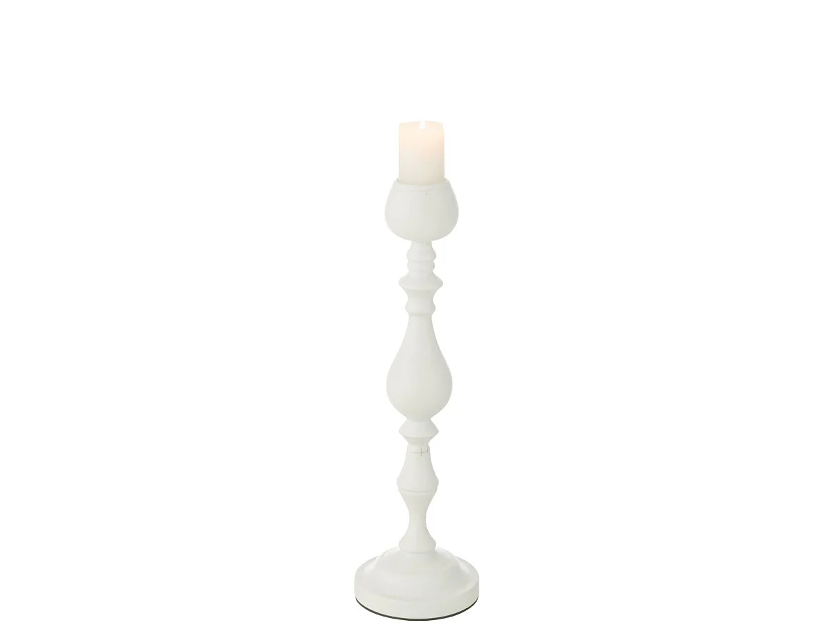 Bougeoir en Métal "Monarchy" 47cm Blanc