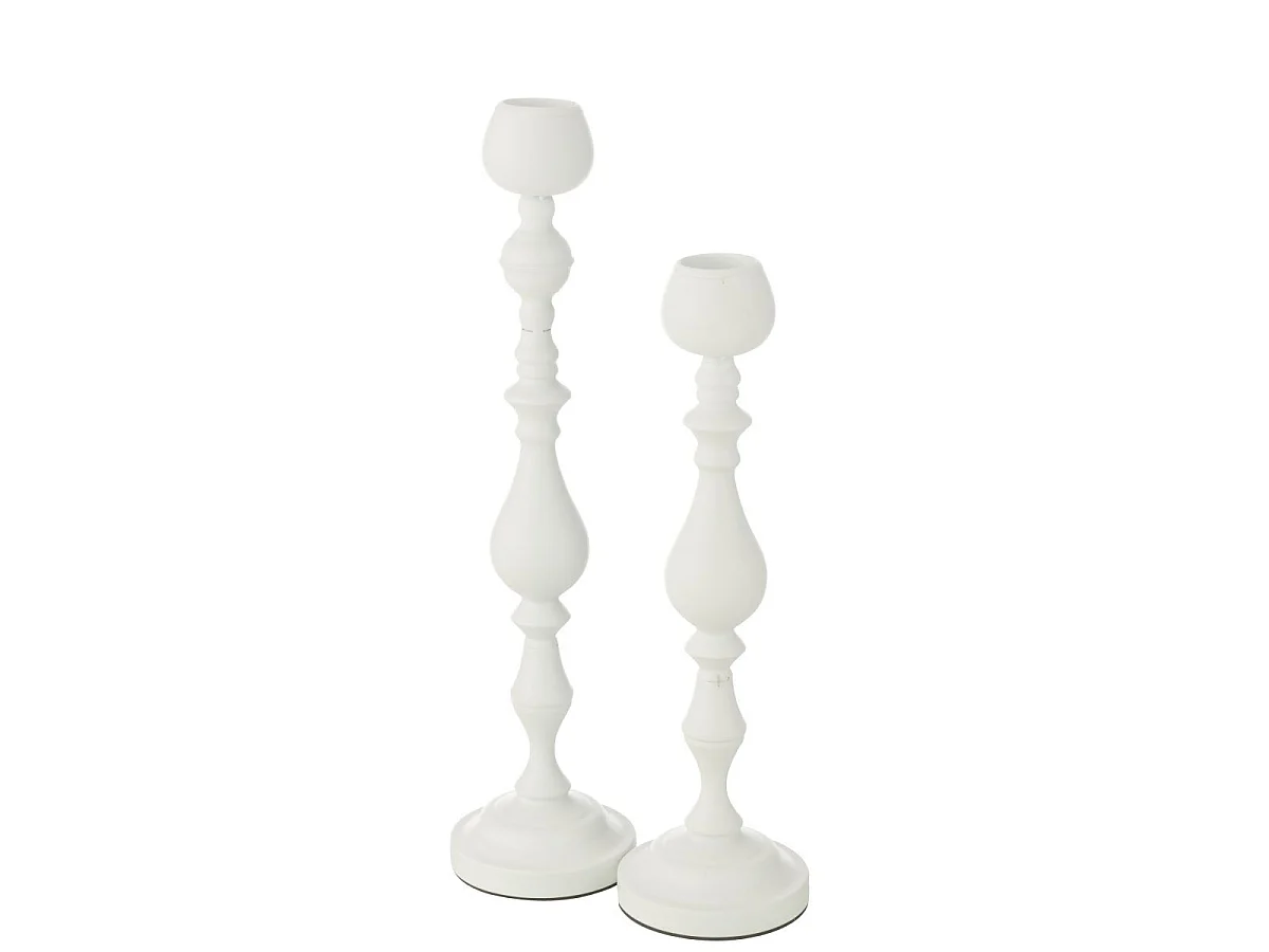 Bougeoir en Métal "Monarchy" 47cm Blanc