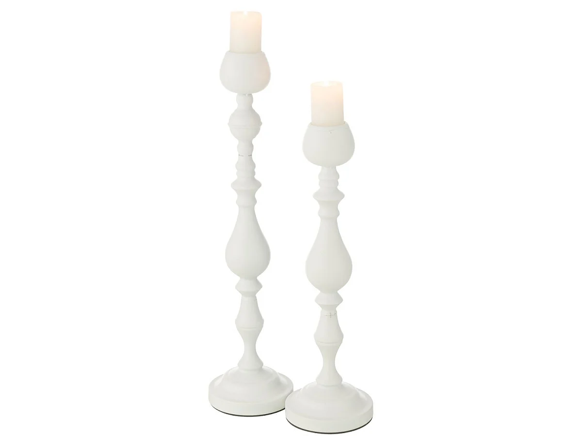 Bougeoir en Métal "Monarchy" 47cm Blanc