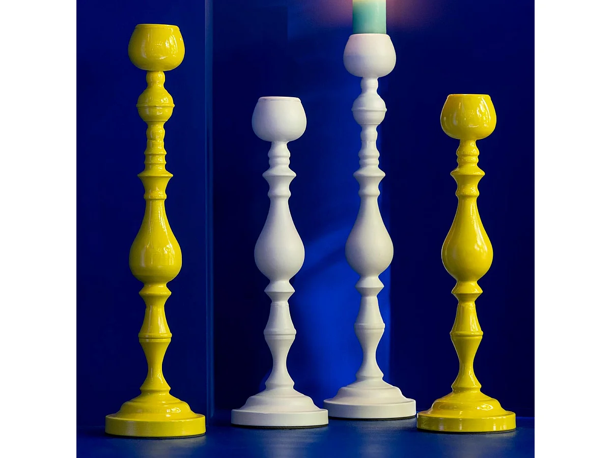 Bougeoir en Métal "Monarchy" 57cm Blanc