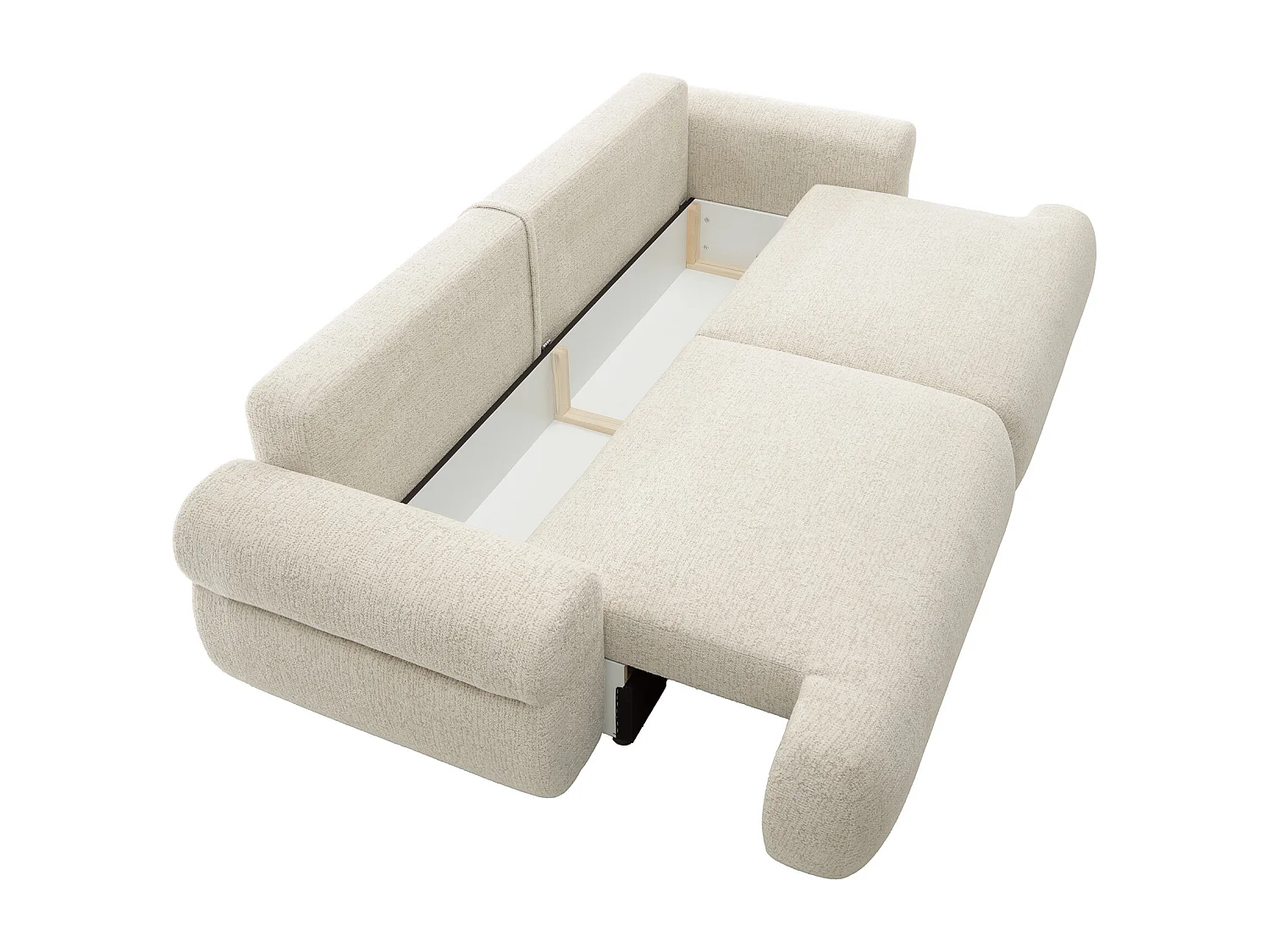 Canapé 4 places convertible en tissu chiné beige CABOLIA