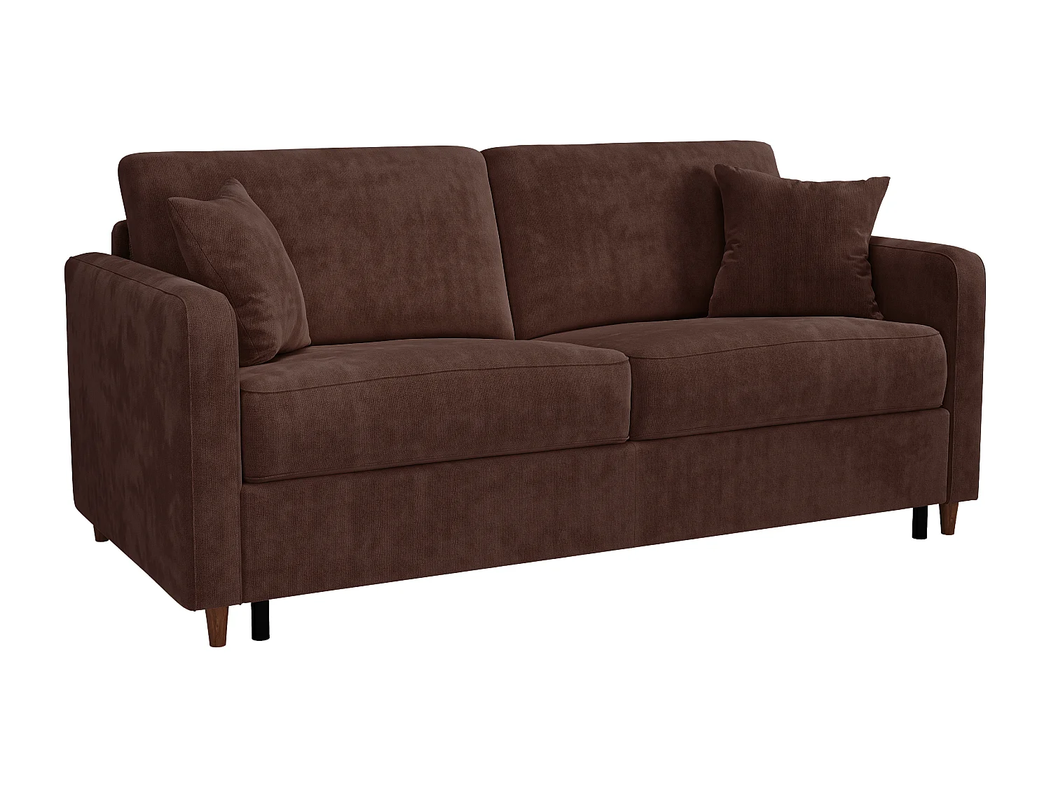 Canapé 3 places convertible express en tissu marron - couchage 140 cm - matelas 14 cm - MASITIA