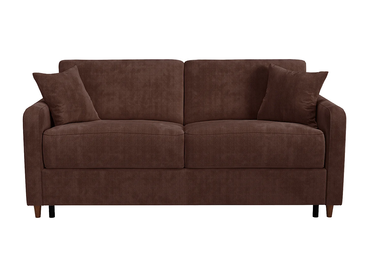 Canapé 3 places convertible express en tissu marron - couchage 140 cm - matelas 20 cm à mémoire de forme - MASITIA