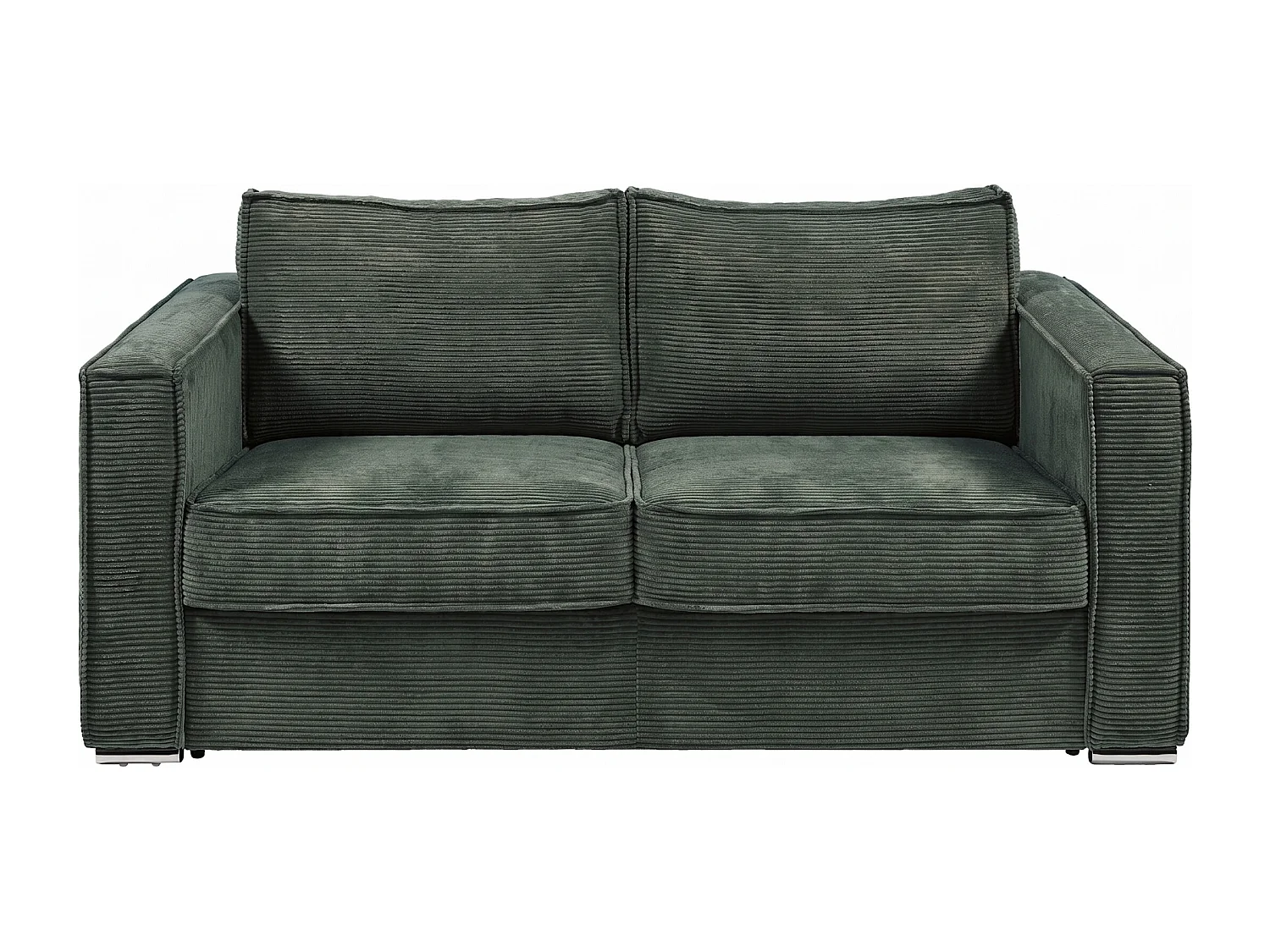 Canapé 4 places convertible express électrique en velours côtelé vert sapin - Couchage 160 cm - Matelas 18 cm LORETO
