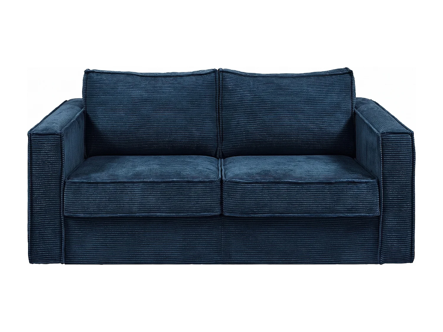 Canapé 4 places convertible express électrique en velours côtelé bleu nuit - Couchage 160 cm - Matelas 18 cm LORETO