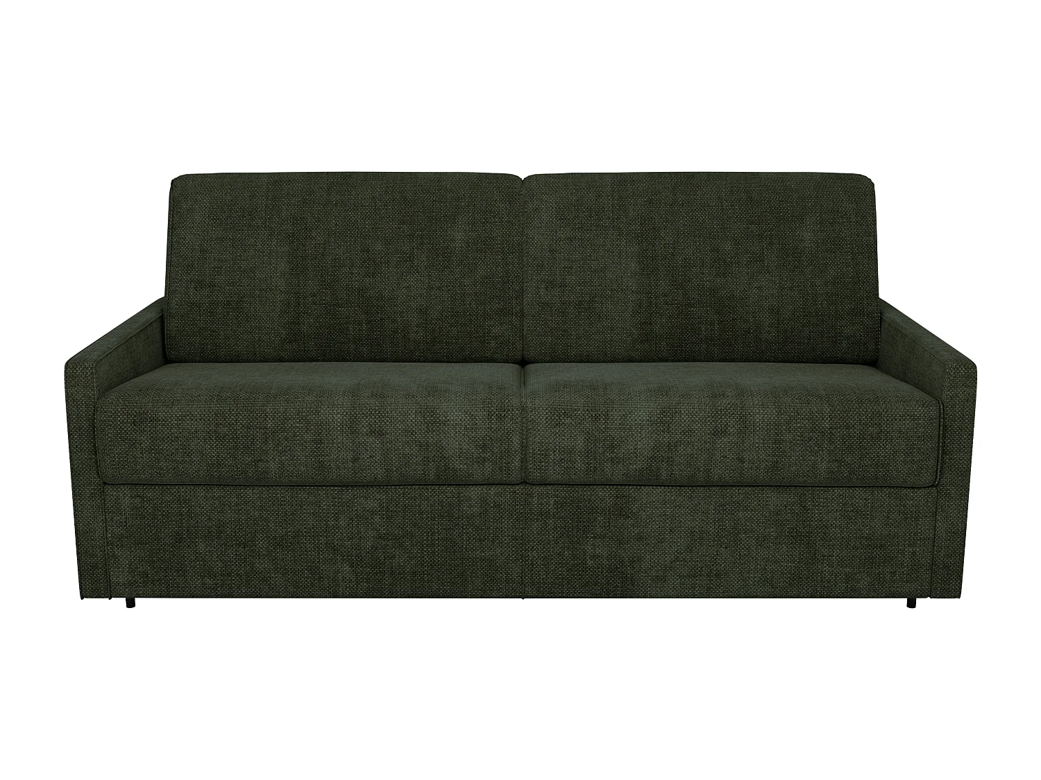Canapé 4 places convertible express en tissu vert sapin avec assise mémoire de forme - Couchage à lattes larges 160 cm - Matelas 14 cm CALIFE