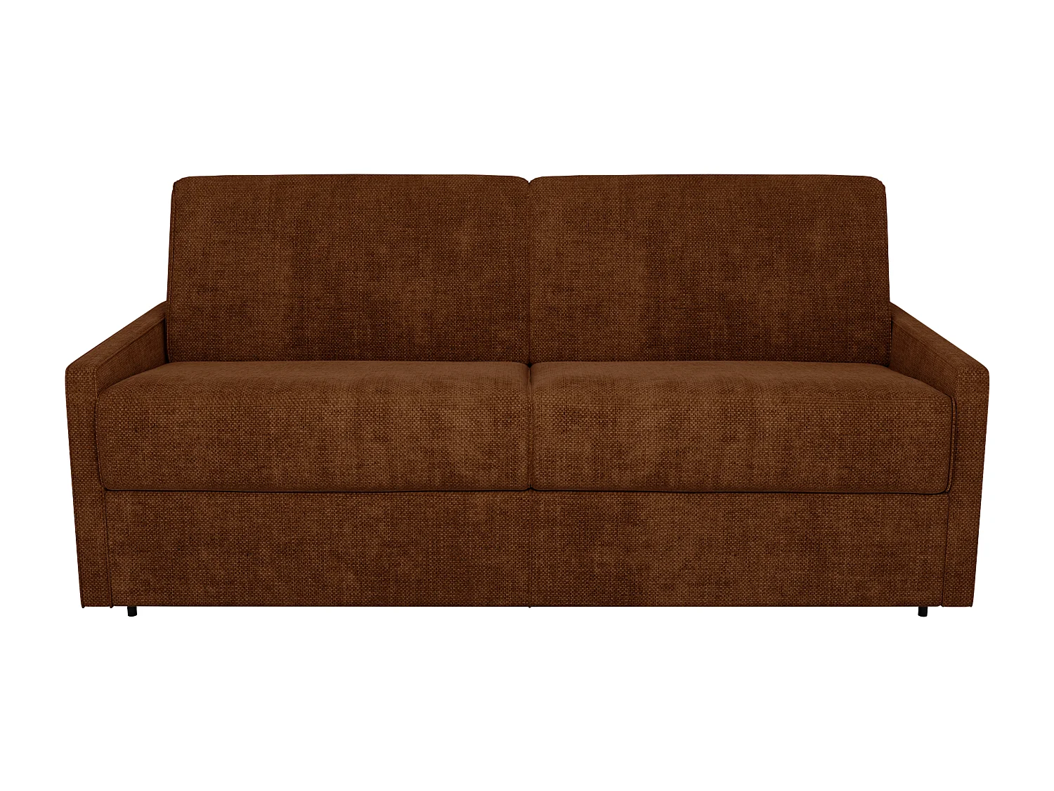 Canapé 4 places convertible express en tissu terracotta avec assise mémoire de forme - Couchage à lattes larges 160 cm - Matelas 22 cm à mémoire de forme CALIFE