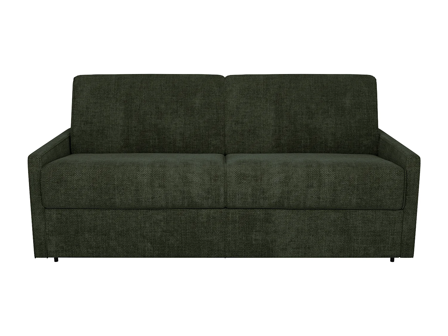 Canapé 4 places convertible express en tissu vert sapin avec assise mémoire de forme - Couchage à lattes larges 160 cm - Matelas 22 cm à mémoire de forme CALIFE