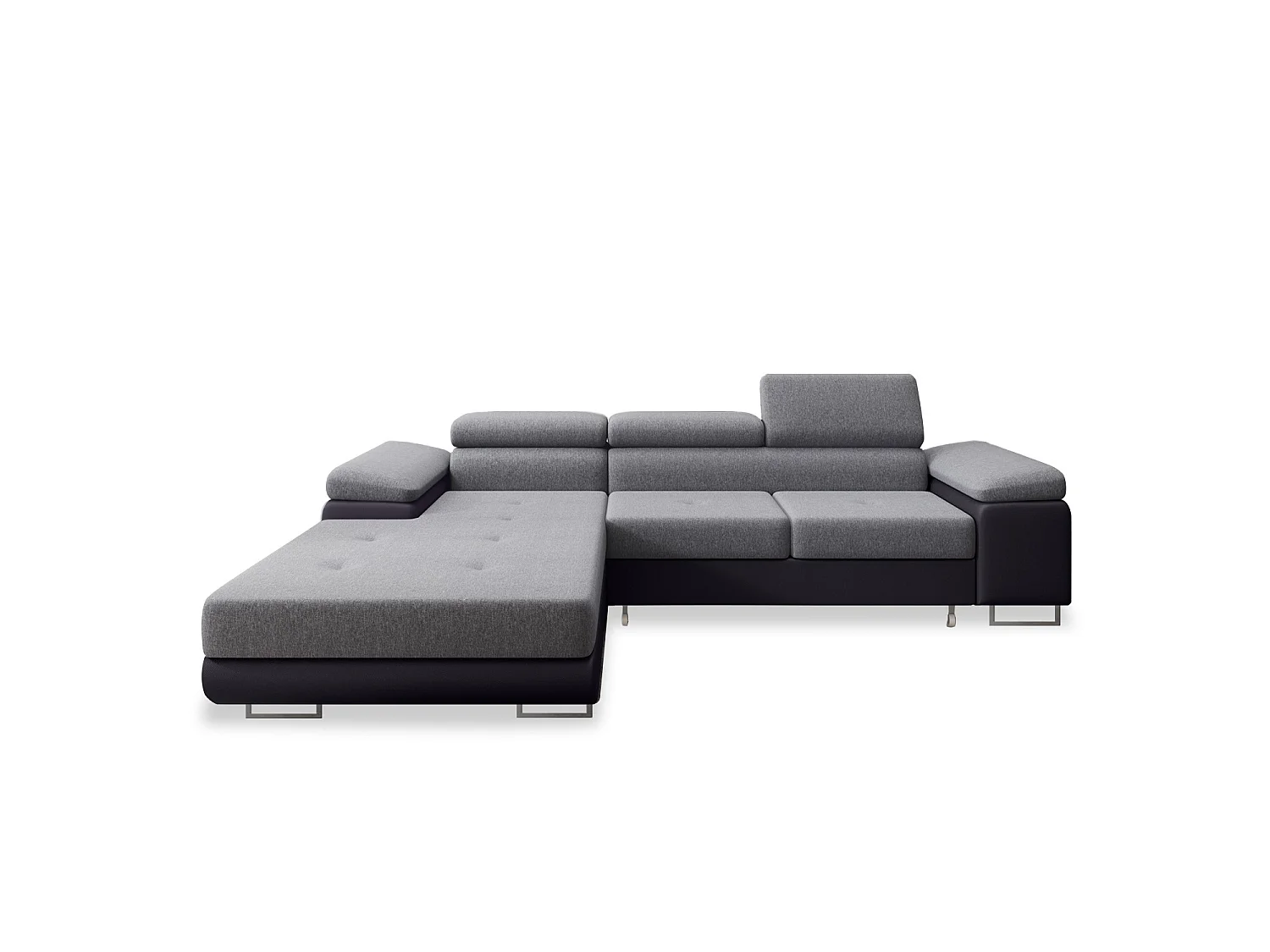Canapé d'angle gauche convertible Alphonso Gris et Noir