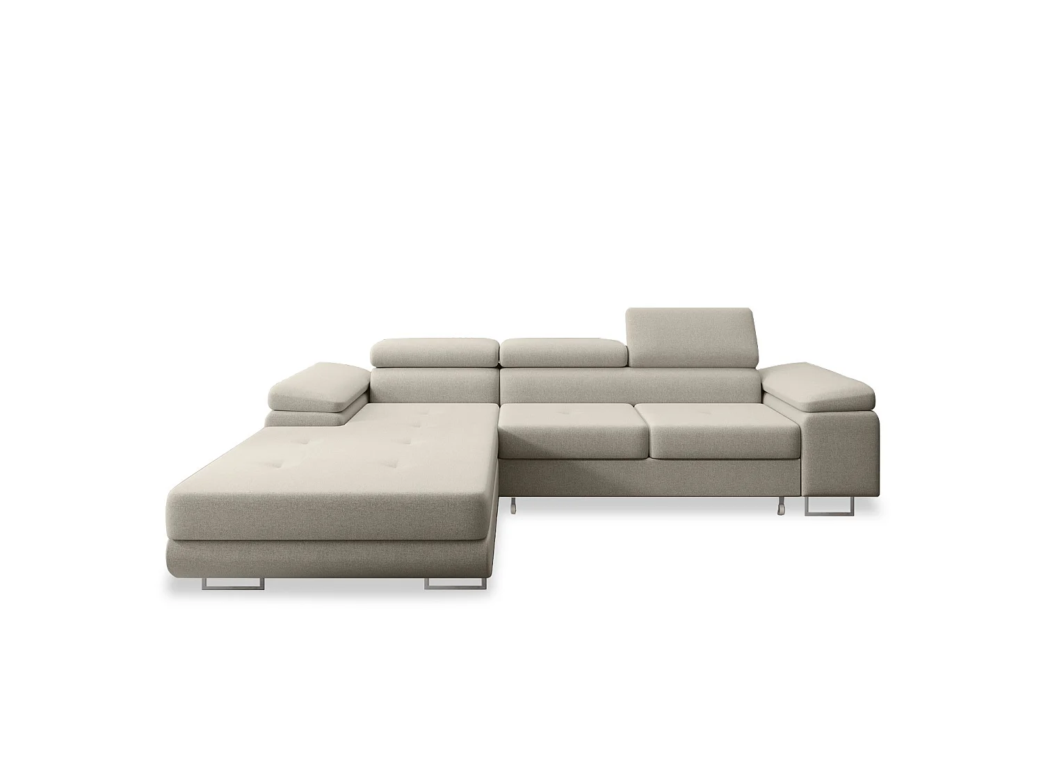 Canapé d'angle gauche convertible Alphonso tissu Beige