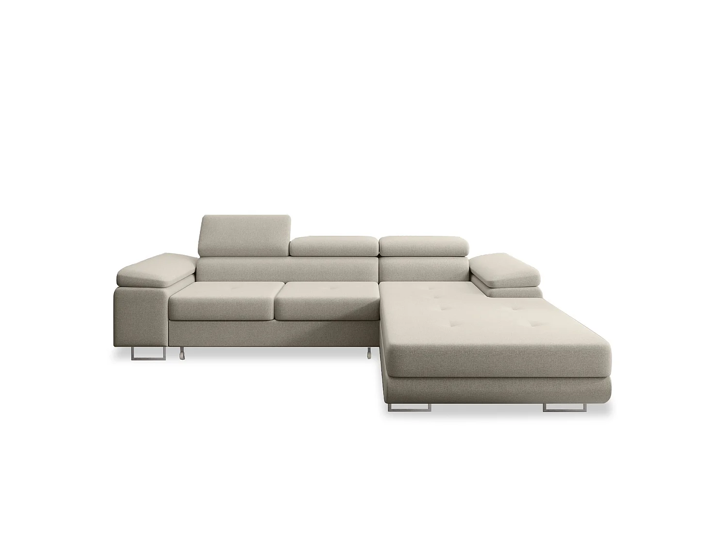 Canapé d'angle droit convertible Alphonso tissu Beige