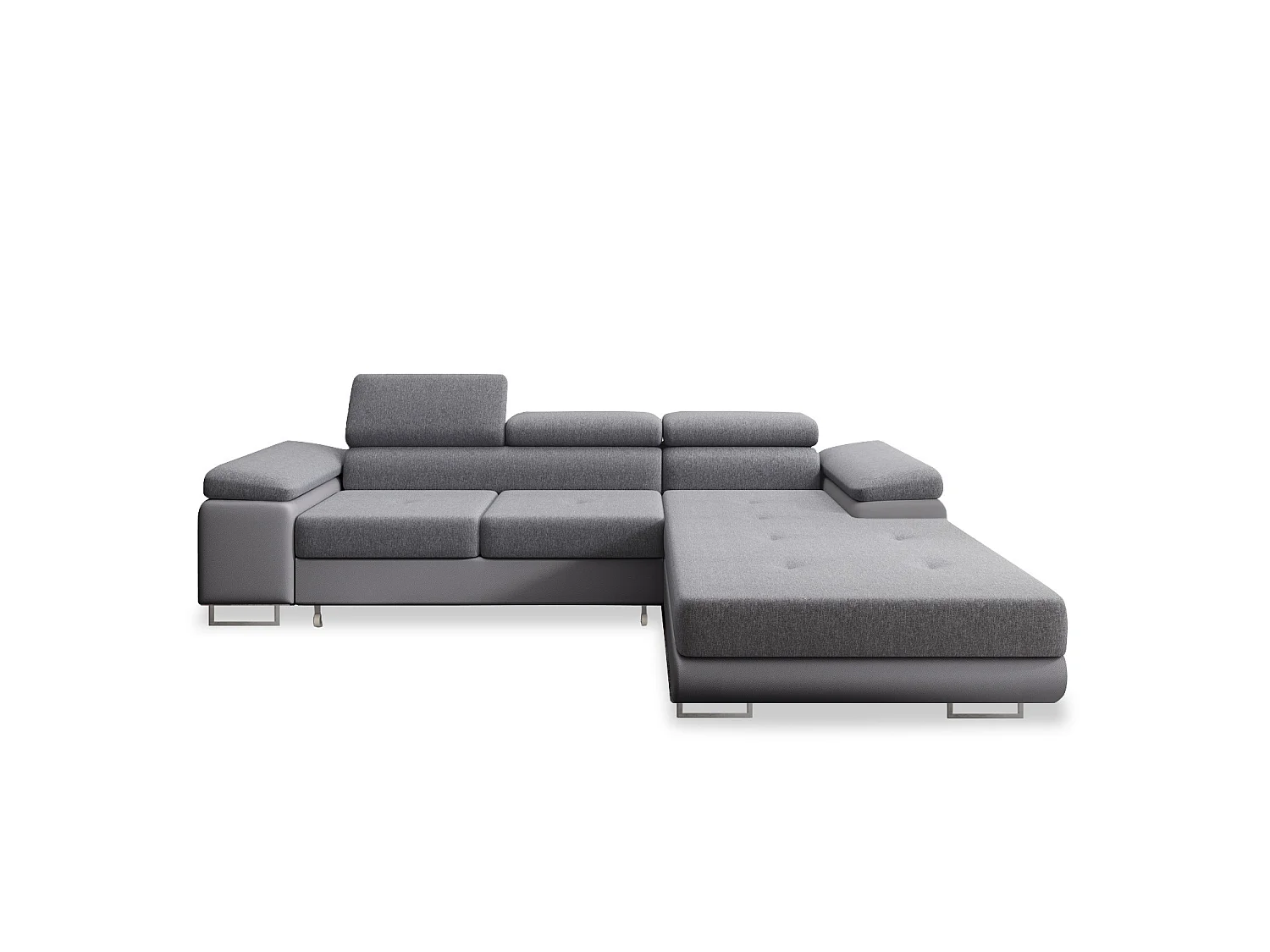 Canapé d'angle droit convertible Alphonso Gris