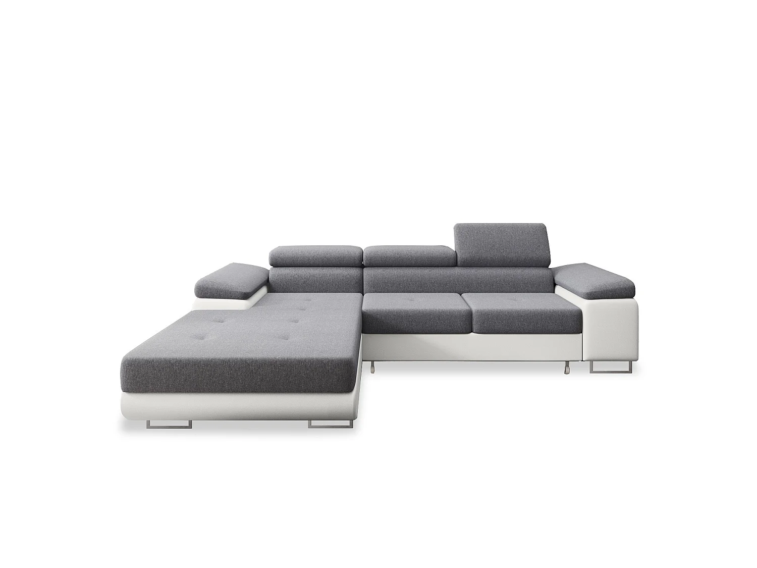 Canapé d'angle gauche convertible Alphonso Gris et Blanc