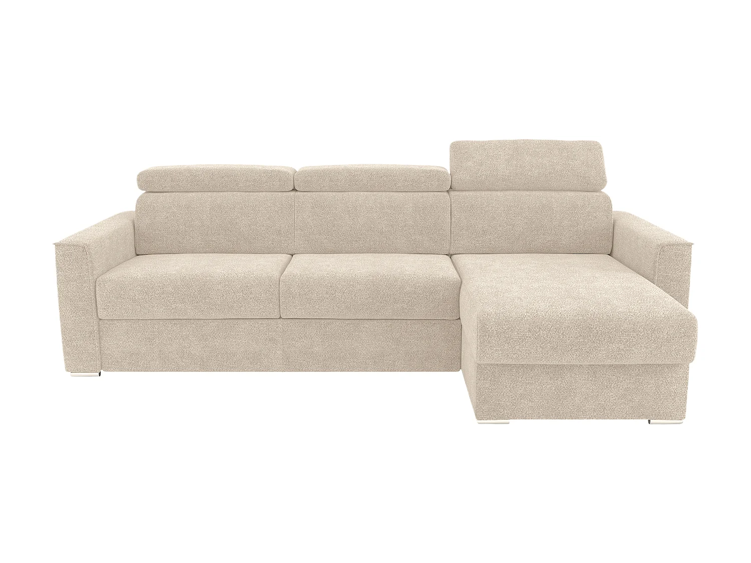 Canapé d'angle réversible convertible express en tissu chenille beige avec assise à mémoire de forme - Couchage à lattes larges 160 cm - Matelas 14 cm - VIZIR