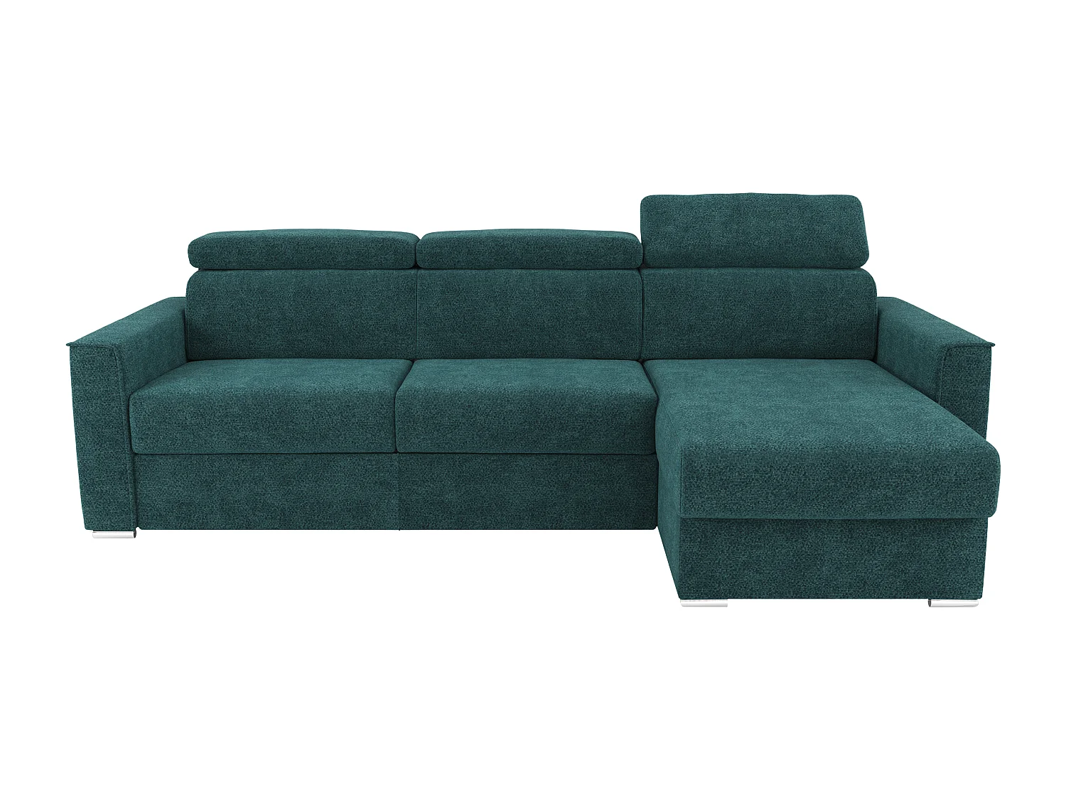 Canapé d'angle réversible convertible express en tissu chenille bleu canard avec assise à mémoire de forme - Couchage 160 cm - Matelas 22 cm mémoire de forme - VIZIR