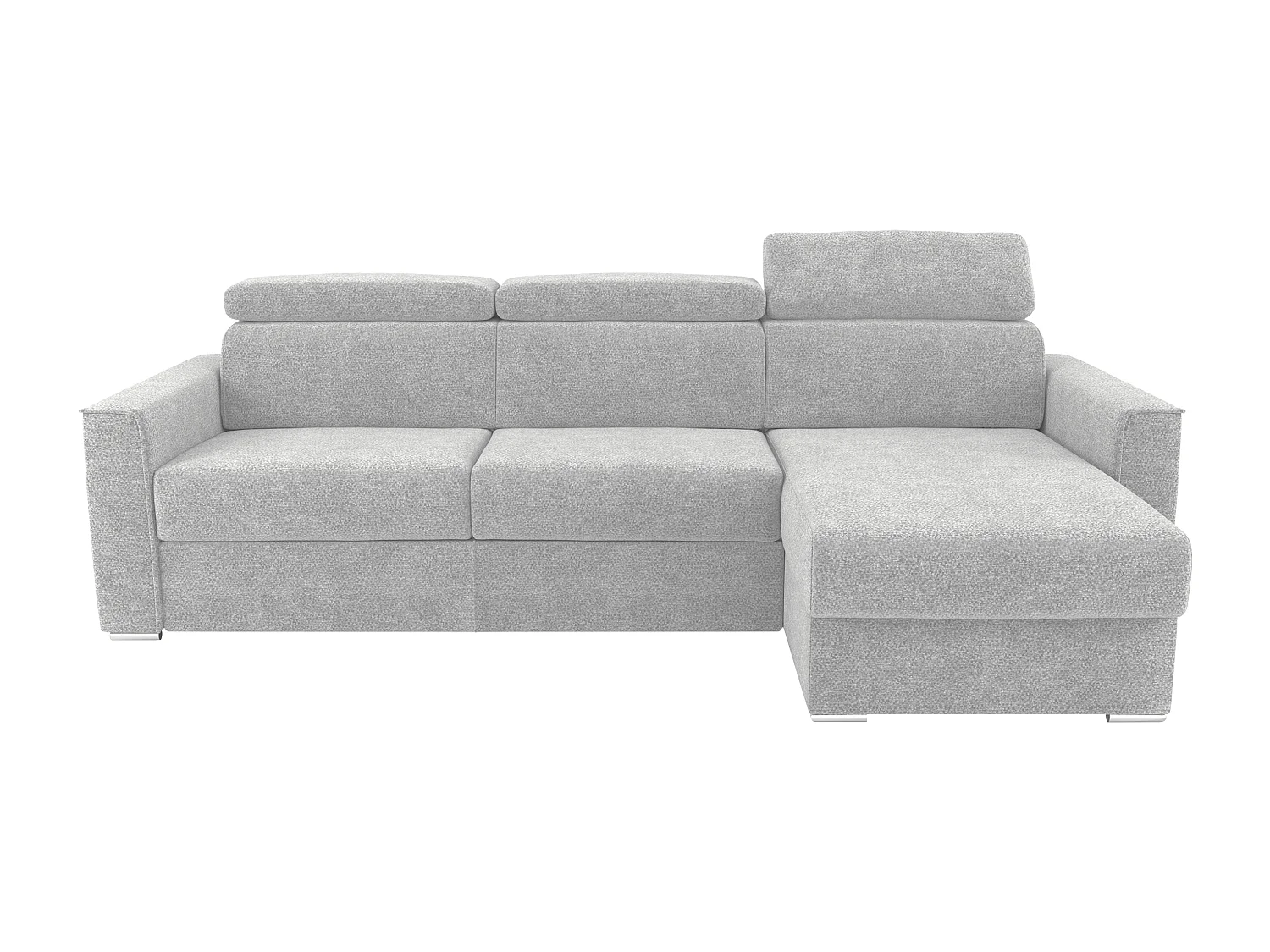Canapé d'angle réversible convertible express en tissu chenille gris clair avec assise à mémoire de forme - Couchage à lattes larges 140 cm - Matelas 18 cm - VIZIR