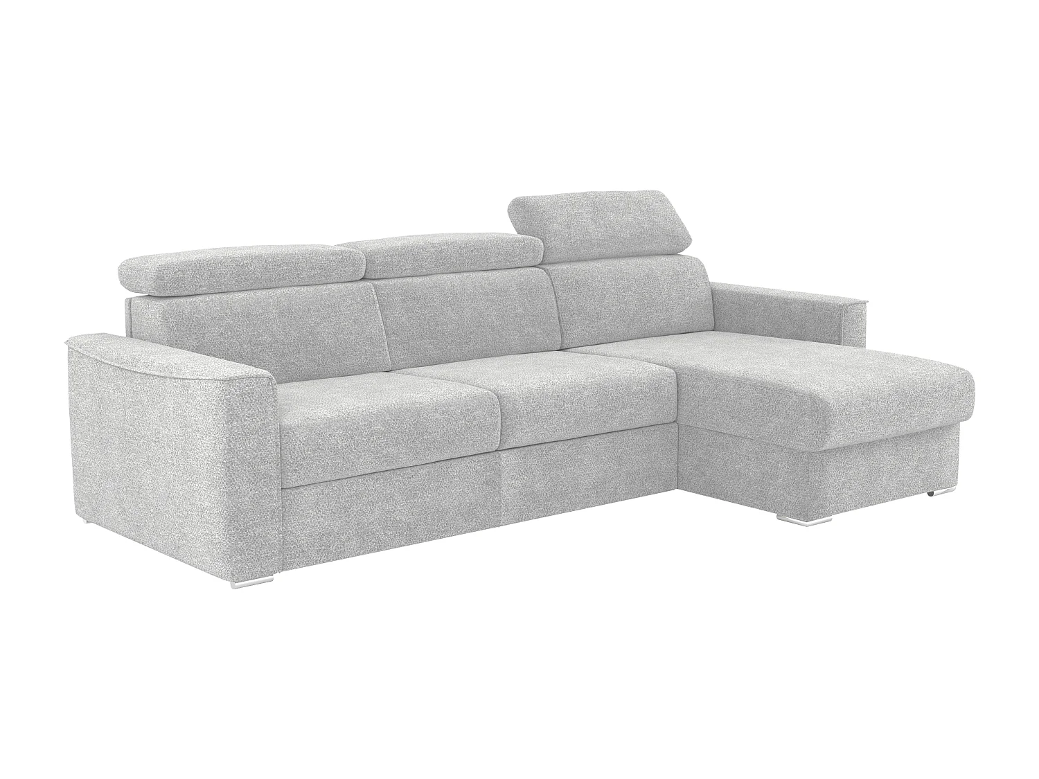 Canapé d'angle réversible convertible express en tissu chenille gris clair avec assise à mémoire de forme - Couchage à lattes larges 160 cm - Matelas 22 cm mémoire de forme - VIZIR