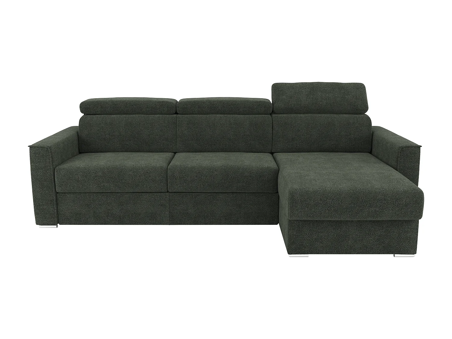 Canapé d'angle réversible convertible express en tissu chenille vert avec assise à mémoire de forme - Couchage à lattes larges 160 cm - Matelas 14 cm - VIZIR
