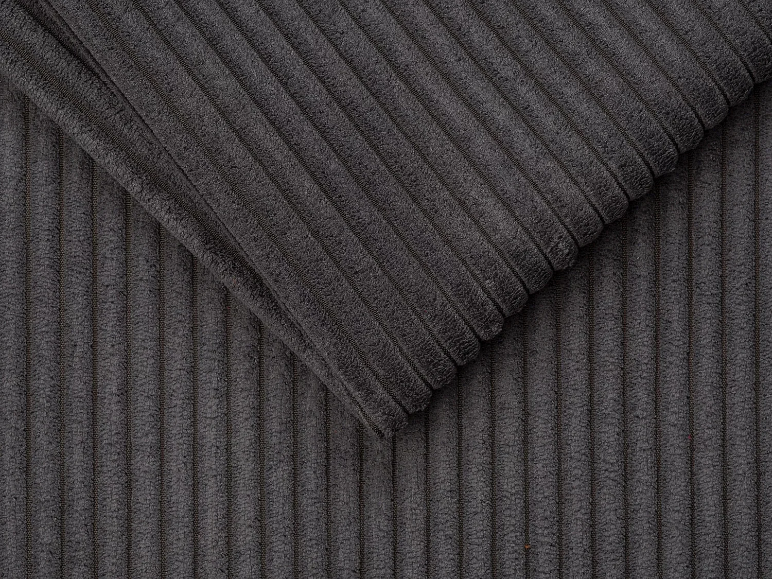 Canapé d'angle réversible convertible express en velours côtelé gris anthracite avec assise à mémoire de forme - Couchage à lattes larges 160 cm - Matelas 22 cm mémoire de forme - VIZIR