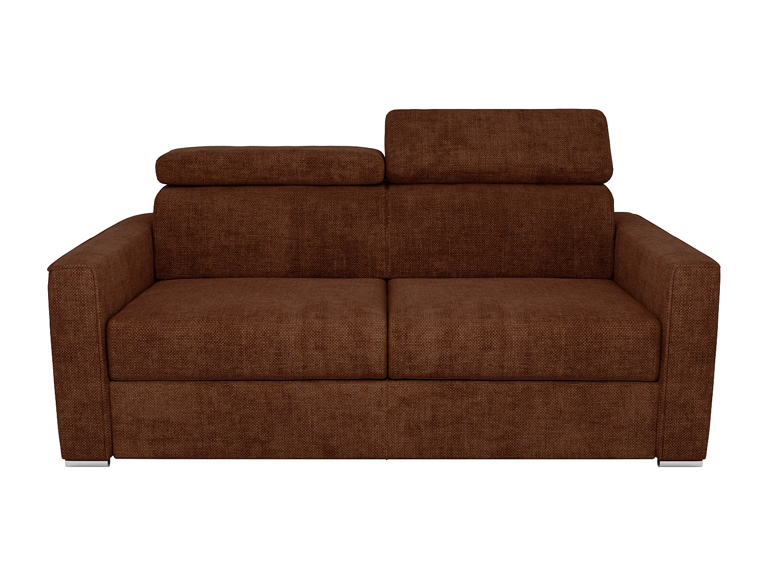 Canapé 3 places convertible express en tissu terracotta avec assise mémoire de forme - Couchage à lattes larges 140 cm - Matelas 14 cm VIZIR