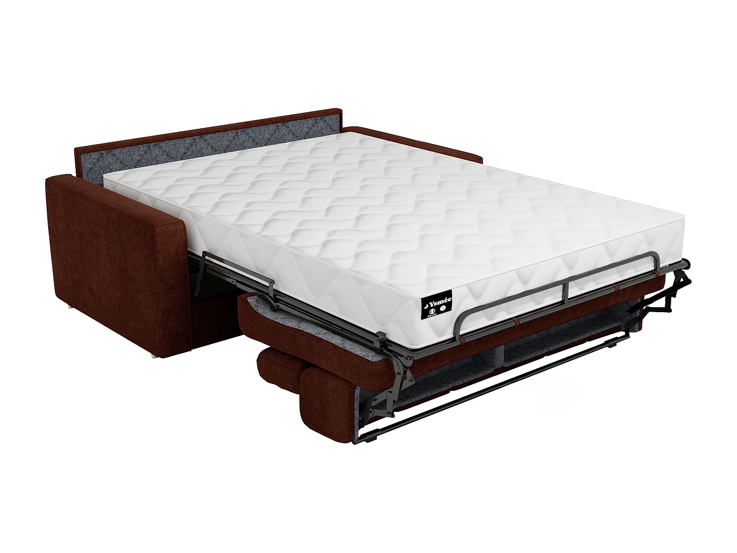 Canapé 3 places convertible express en tissu terracotta avec assise mémoire de forme - Couchage à lattes larges 140 cm - Matelas 22 cm à mémoire de forme VIZIR