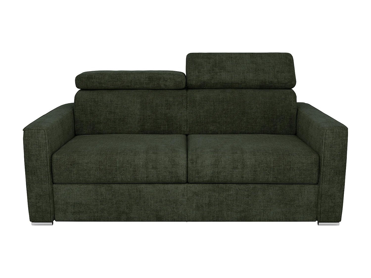 Canapé 4 places convertible express en tissu vert sapin avec assise mémoire de forme - Couchage à lattes larges 160 cm - Matelas 18 cm VIZIR