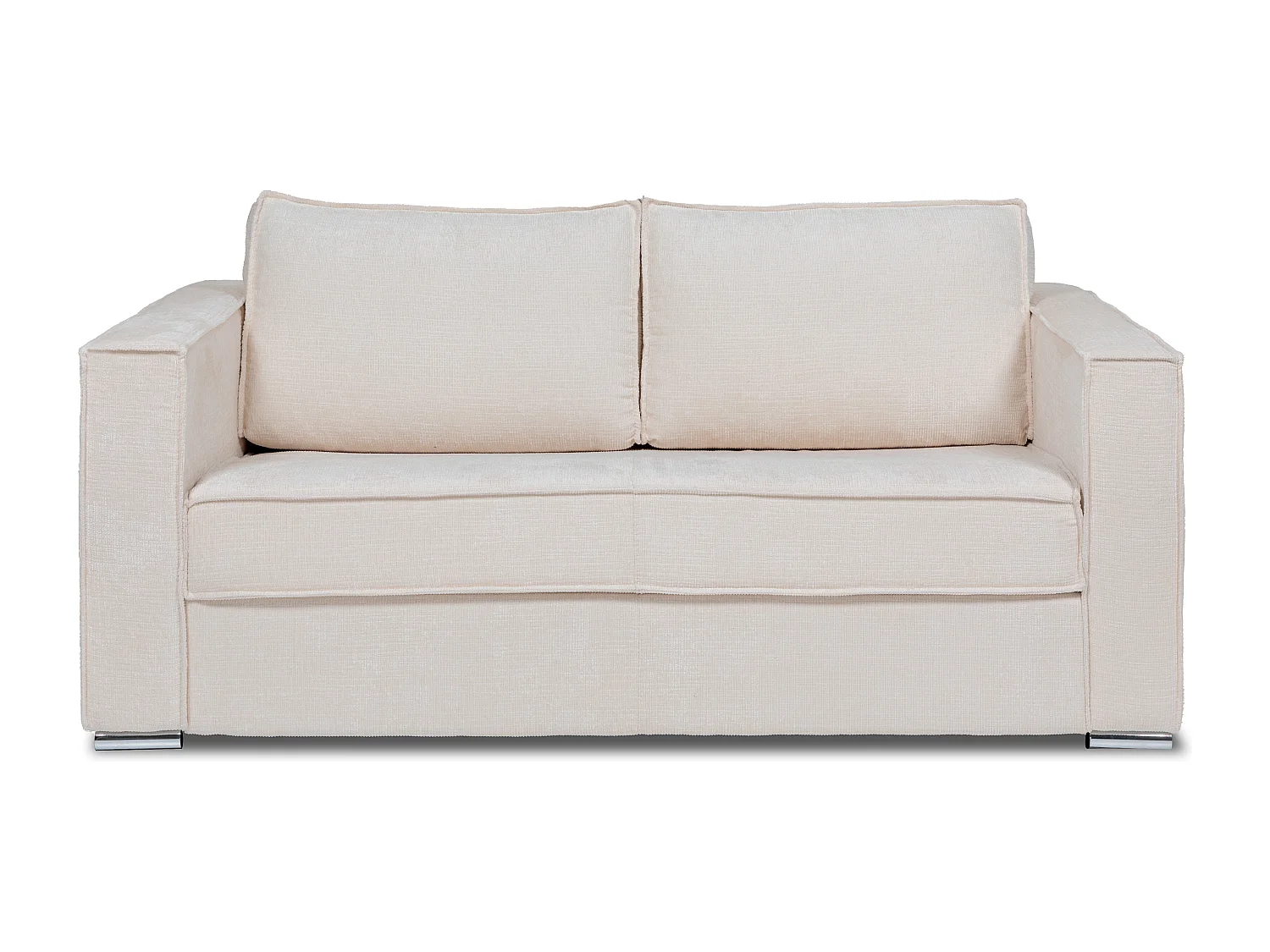 Canapé 3 places convertible express en tissu chenille beige avec assise mémoire de forme - Couchage à lattes larges 140 cm - Matelas 14 cm LORETO