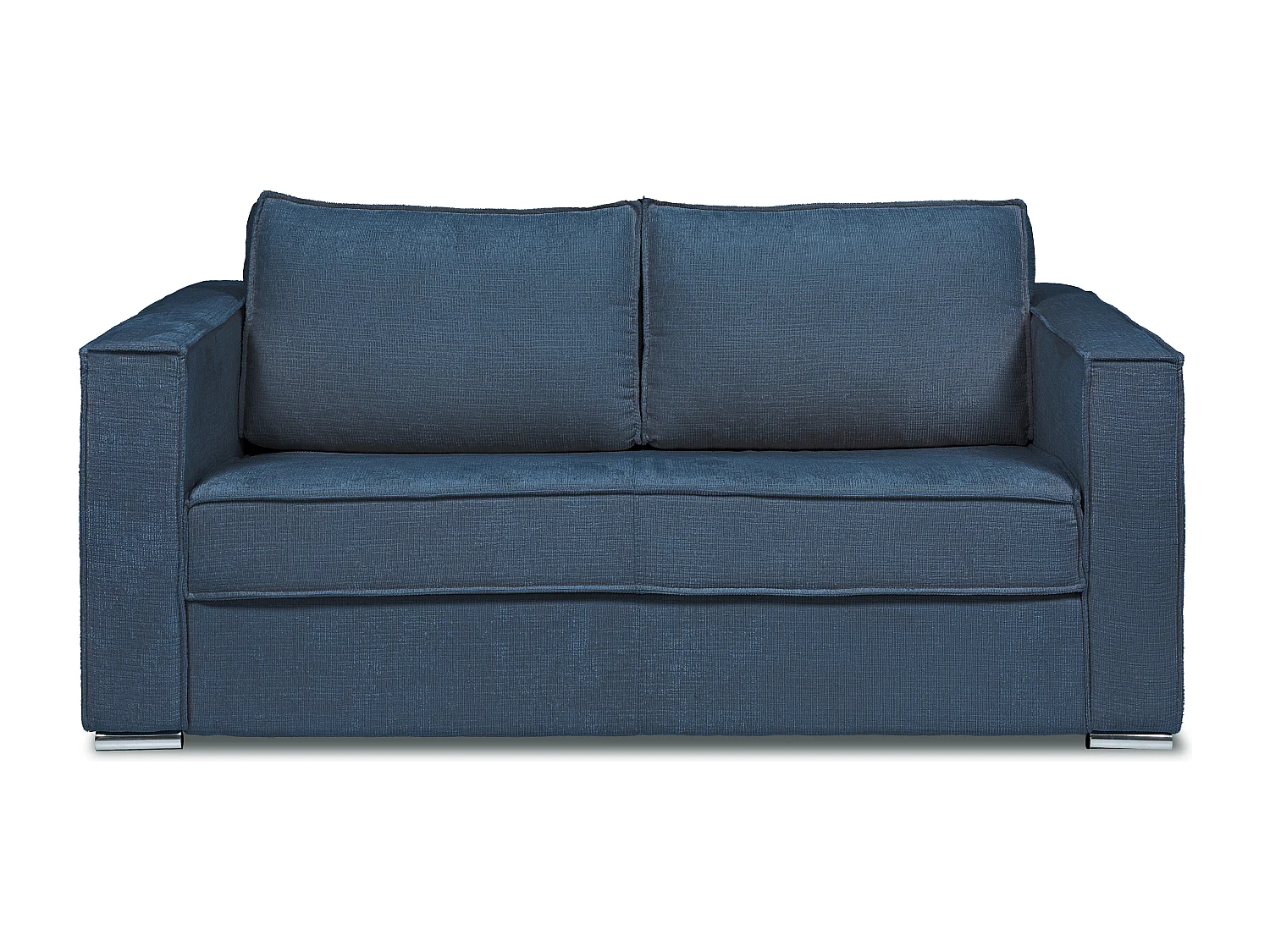 Canapé 4 places convertible express en tissu chenille bleu avec assise mémoire de forme - Couchage 160 cm - Matelas 14 cm LORETO