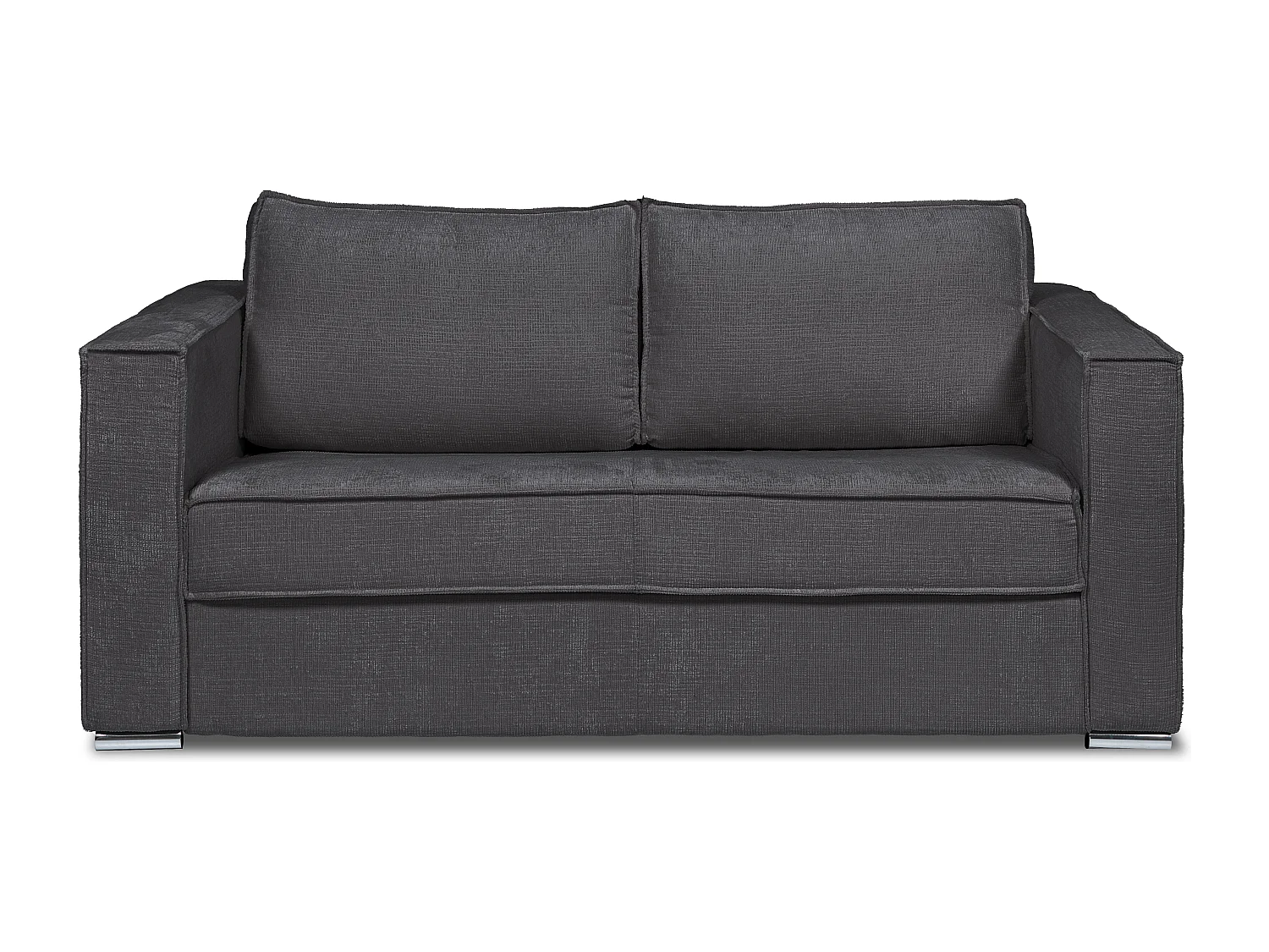 Canapé 3 places convertible express en tissu chenille gris anthracite avec assise mémoire de forme - Couchage à lattes larges 140 cm - Matelas 14 cm LORETO