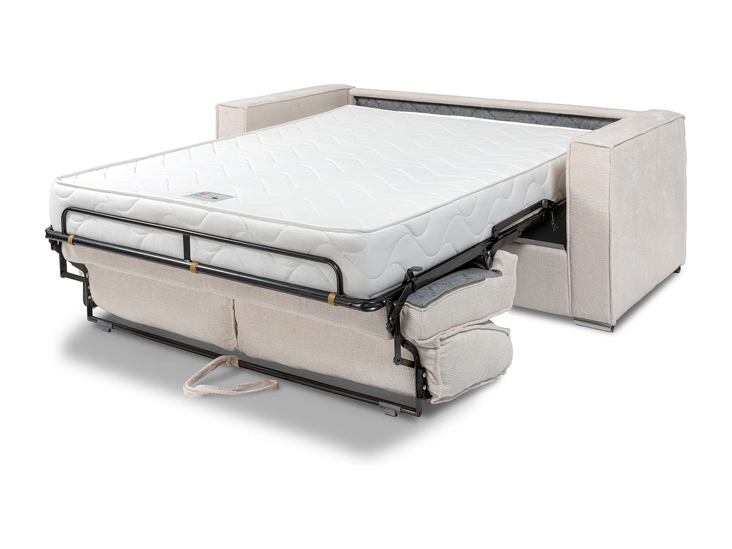 Canapé 4 places convertible express en tissu chenille gris anthracite avec assise mémoire de forme - Couchage 160 cm - Matelas 22 cm mémoire de forme LORETO