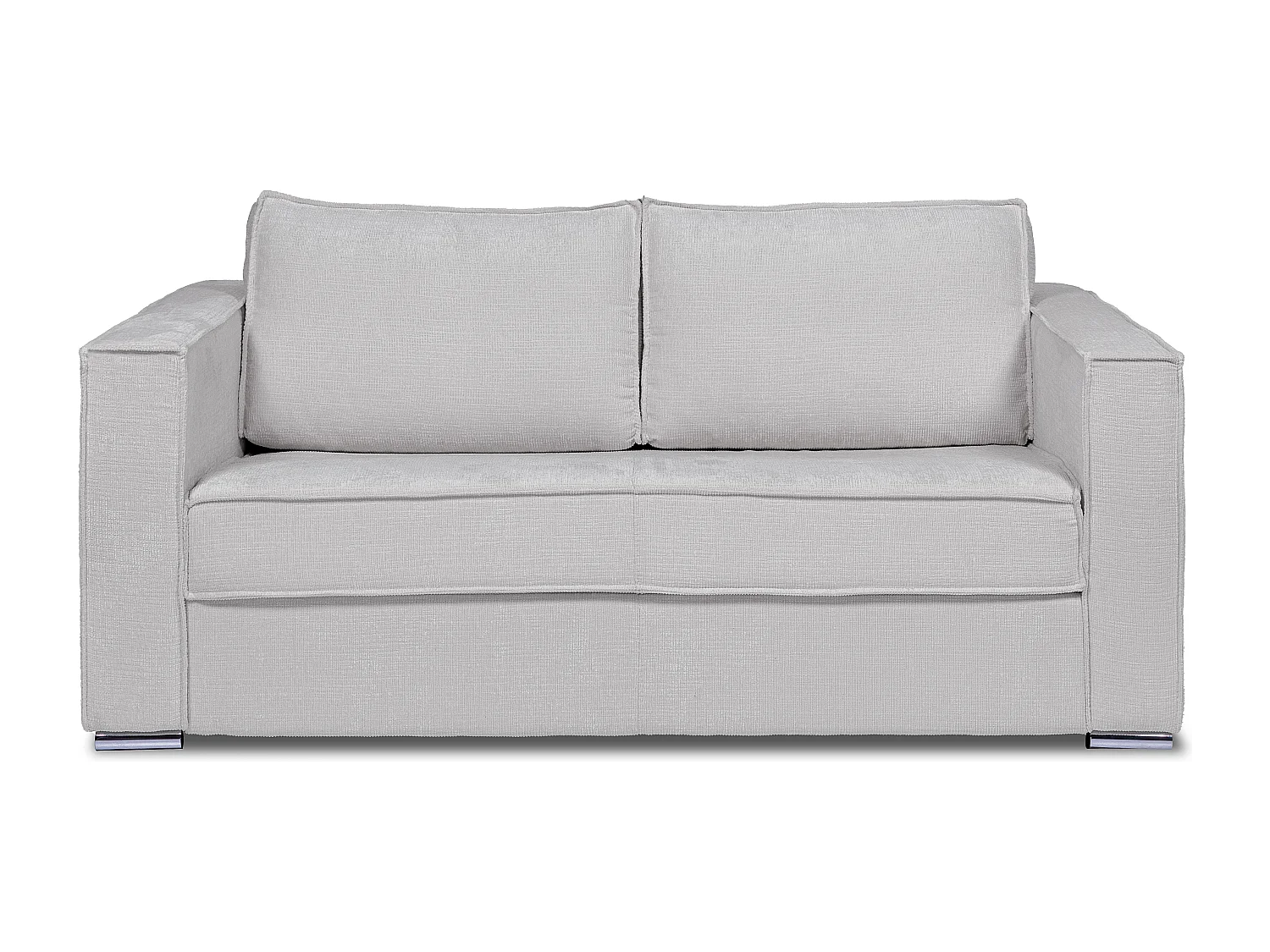 Canapé 3 places convertible express en tissu chenille gris clair avec assise mémoire de forme - Couchage 140 cm - Matelas 14 cm LORETO