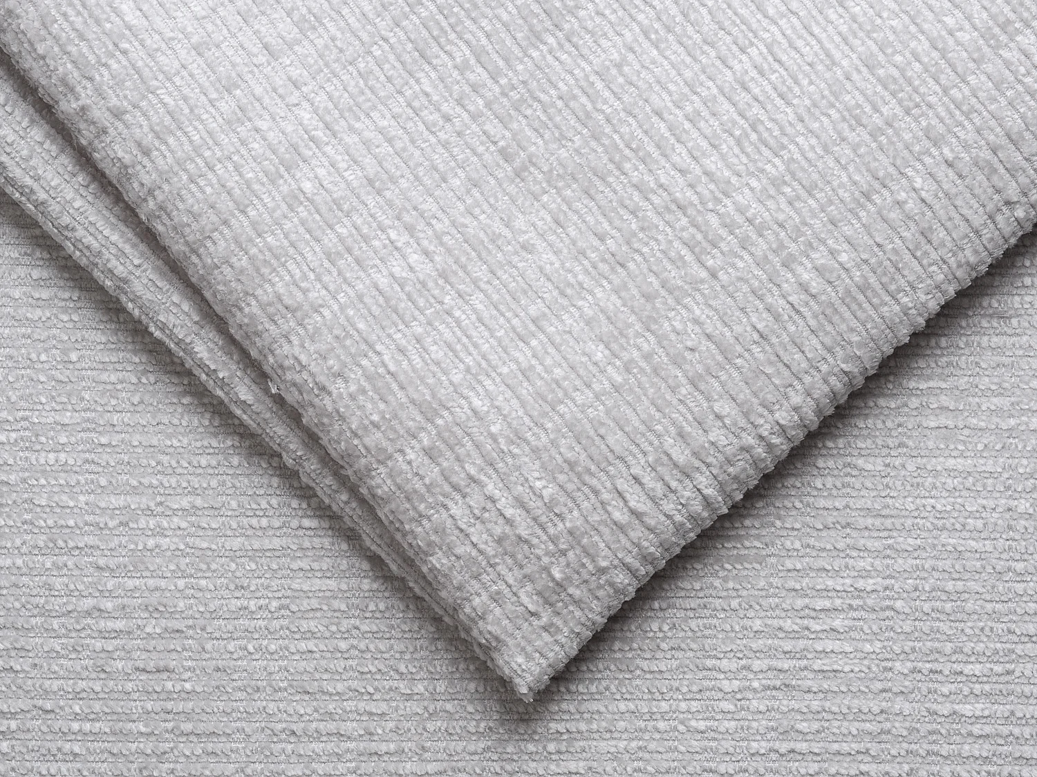 Canapé 4 places convertible express en tissu chenille gris clair avec assise mémoire de forme - Couchage à lattes larges 160 cm - Matelas 18 cm LORETO
