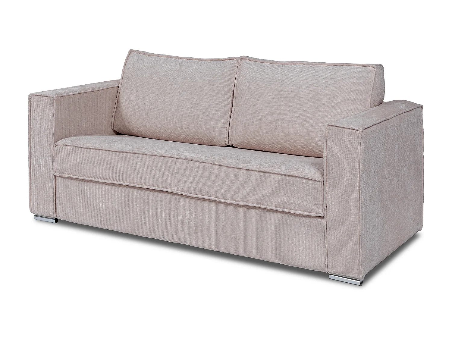 Canapé 3 places convertible express en tissu chenille taupe avec assise mémoire de forme - Couchage à lattes larges 140 cm - Matelas 22 cm mémoire de forme LORETO