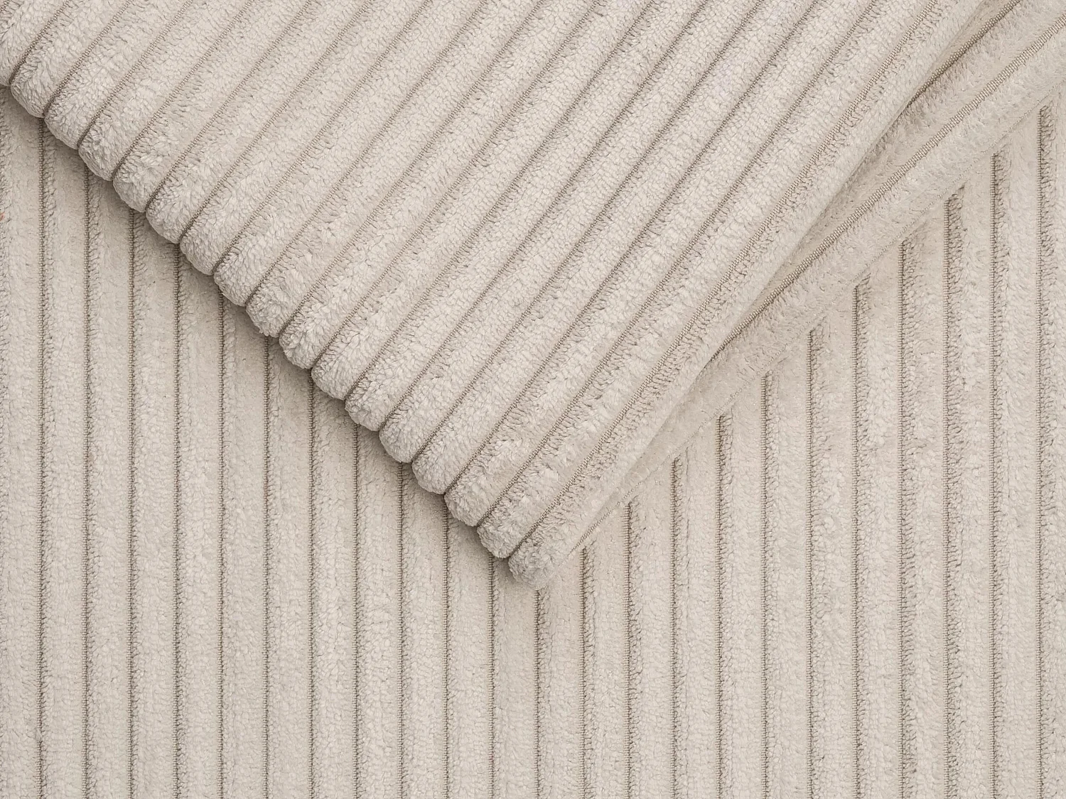 Canapé d'angle convertible express et réversible en velours côtelé beige avec assise à mémoire de forme - Couchage à lattes larges 160 cm - Matelas 18 cm LORETO