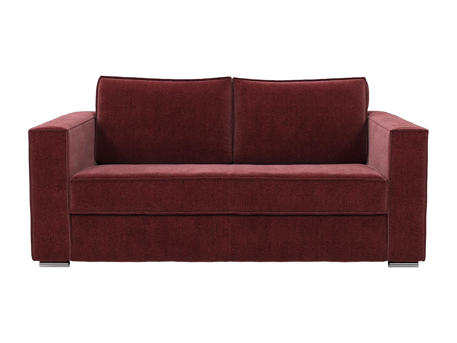 Canapé 4 places convertible express en tissu chenille bordeaux avec assise mémoire de forme - Couchage à lattes larges 160 cm - Matelas 14 cm LORETO