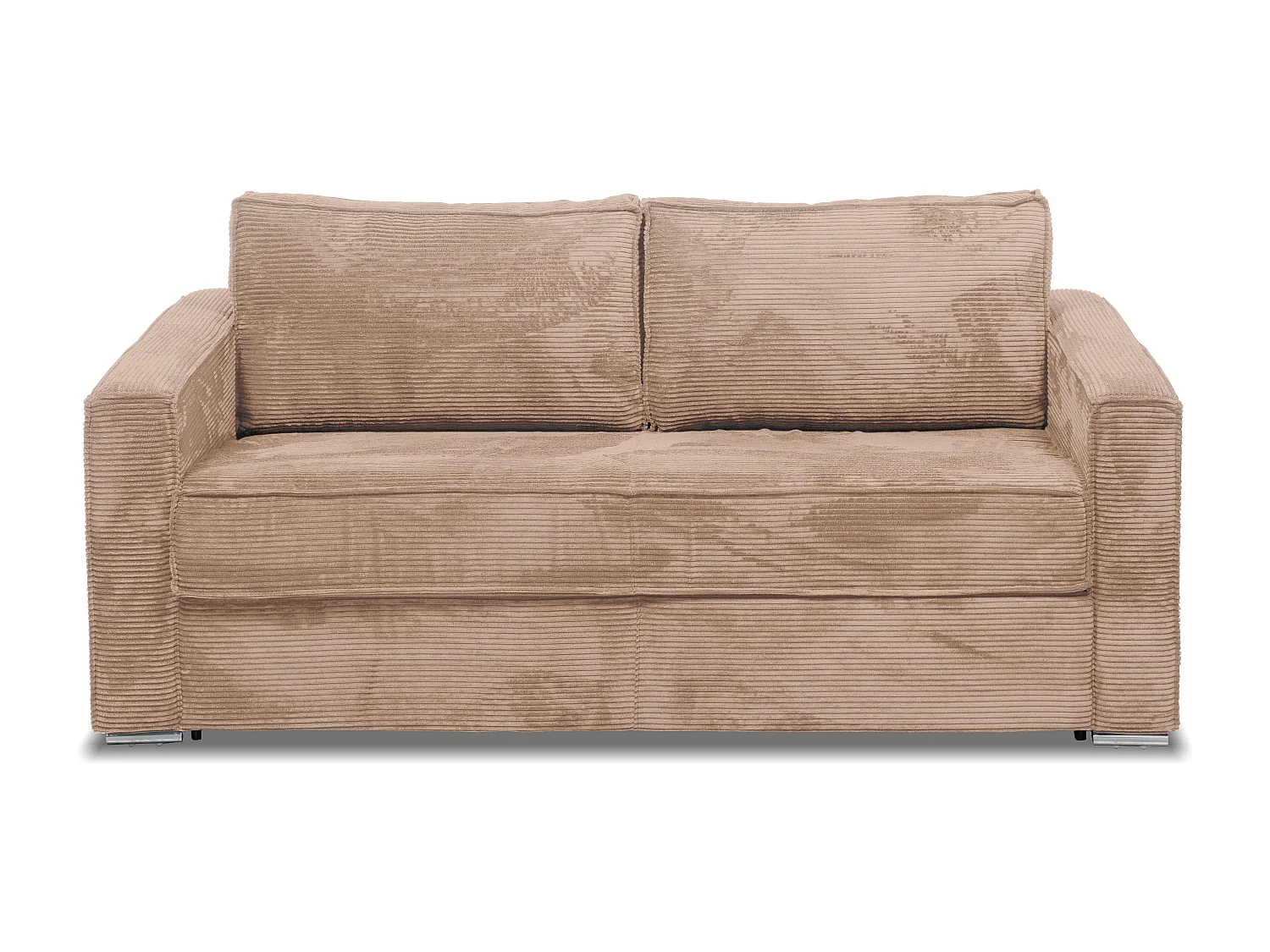 Canapé 4 places convertible express en velours côtelé taupe avec assise mémoire de forme - Couchage 160 cm - Matelas 22 cm mémoire de forme LORETO