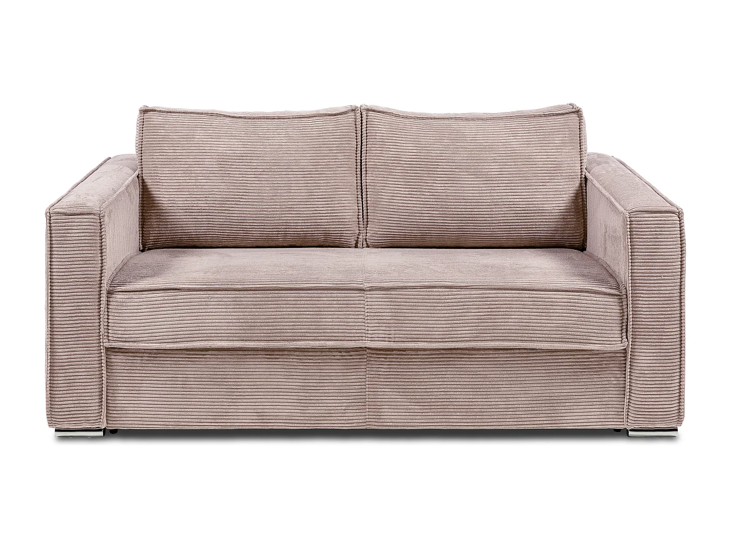 Canapé 4 places convertible express en velours côtelé rose avec assise mémoire de forme - Couchage 160 cm - Matelas 18 cm LORETO