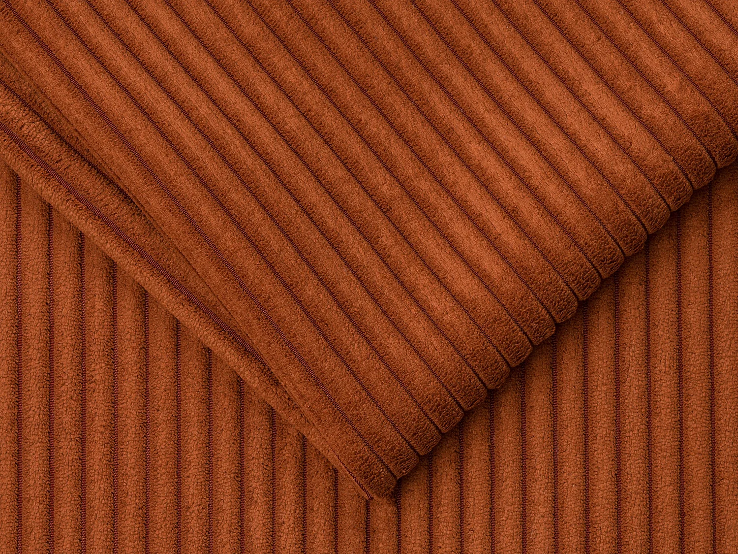 Canapé 4 places convertible express en velours côtelé terracotta avec assise mémoire de forme - Couchage 160 cm - Matelas 18 cm LORETO